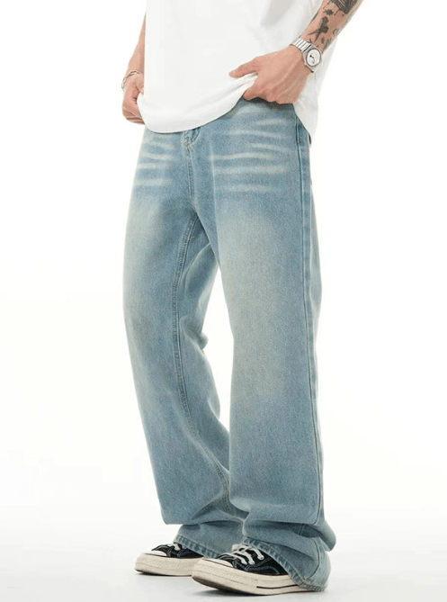 Japanese Brand × Jean Men's loose straight light blue washed distressed jeans Size US 32 / EU 48 - 3 Thumbnail