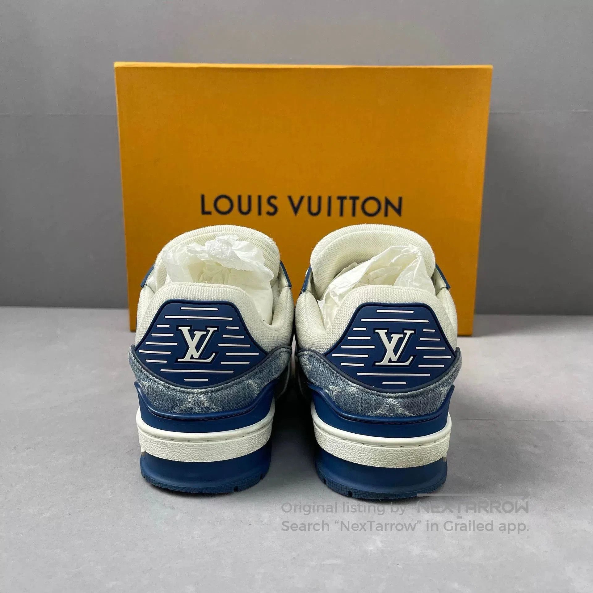 Louis Vuitton Louis Vuitton LV Trainer White Blue. Size US 5.5 / IT 35.5 - 4 Thumbnail