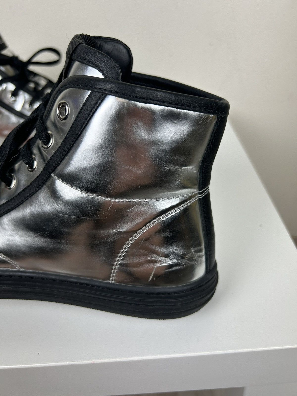 Gucci Gucci Silver Metallic Leather Spikes Studded Sneakers Boots Size US 6 / IT 36 - 10 Thumbnail