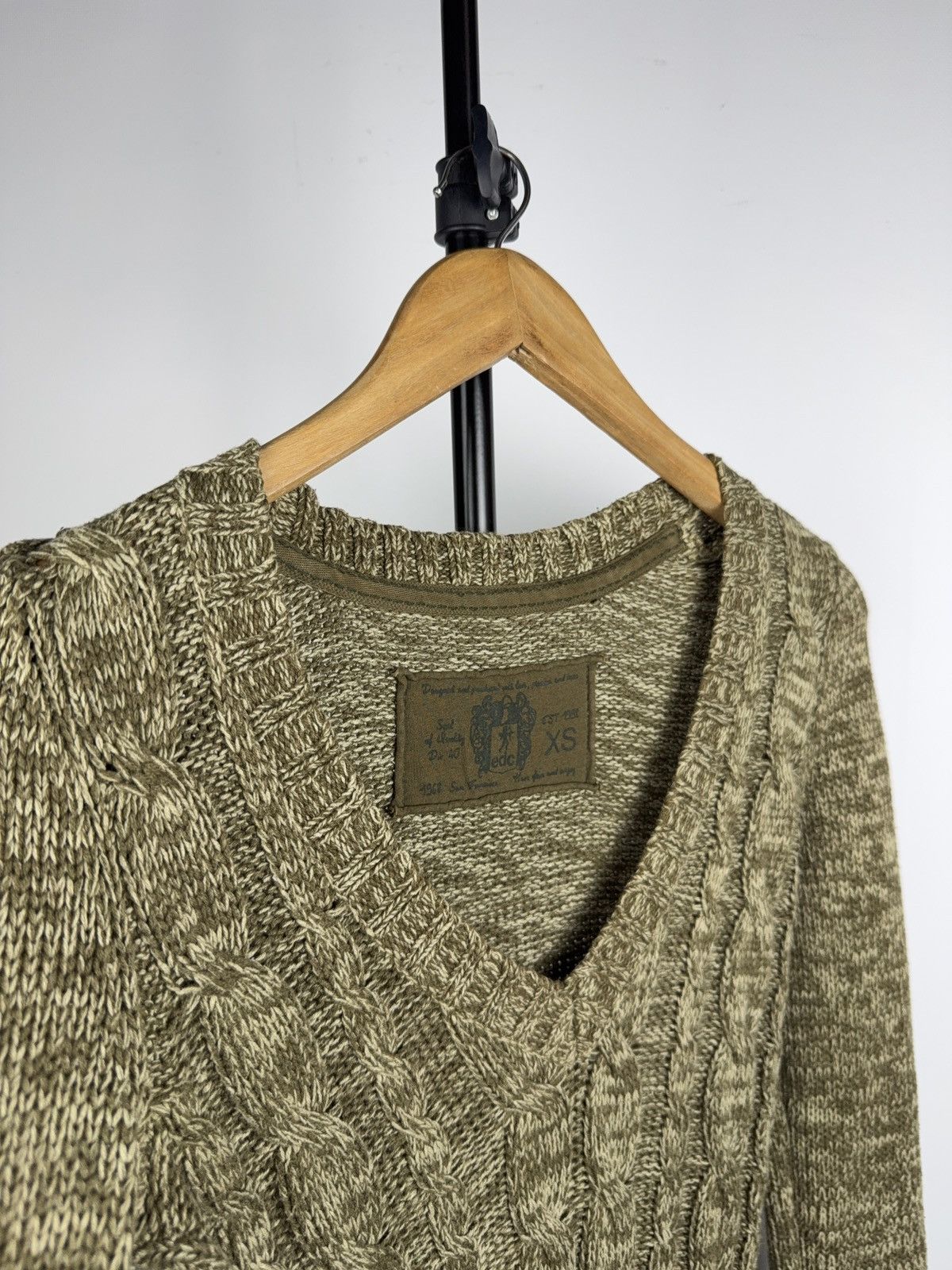 Japanese Brand Avant Garde Japanese 00s Cable Knit Sweater Dress Olive XS Size XS / US 0-2 / IT 36-38 - 3 Thumbnail