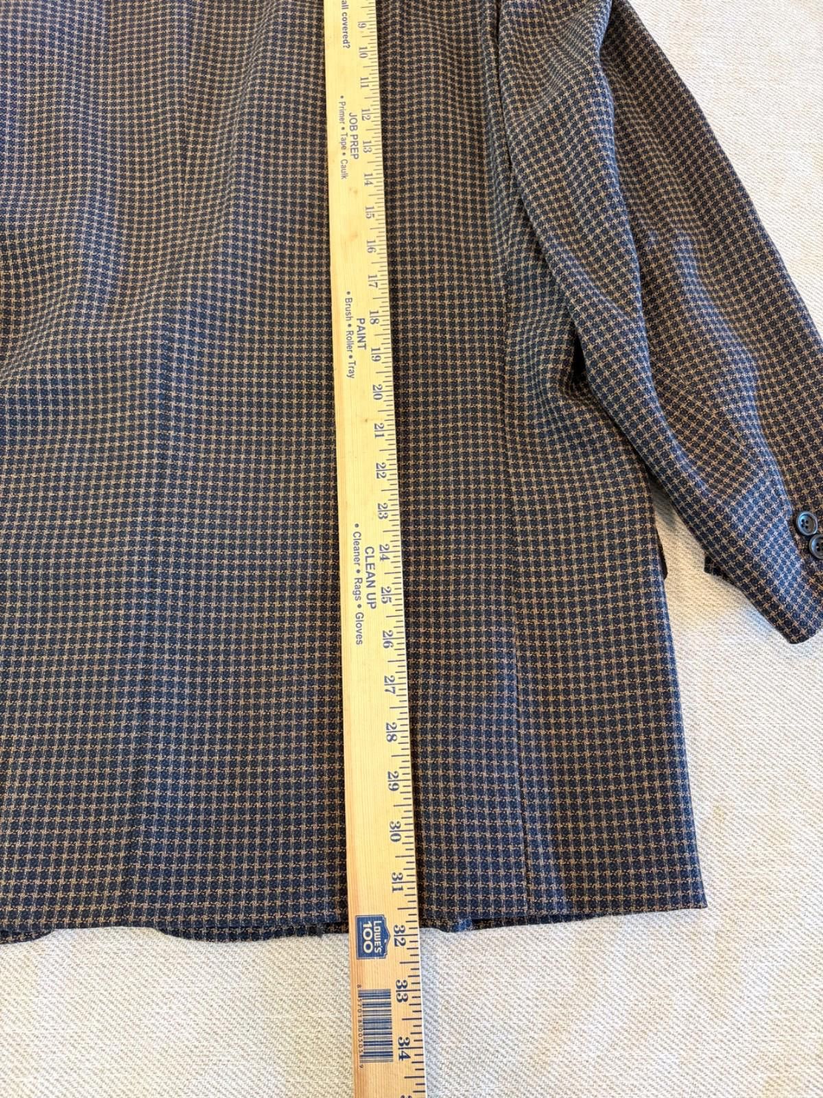 Canali Canali Proposta Sport Coat 48R Blue Tan Micro Check Wool Size 48R - 3 Thumbnail