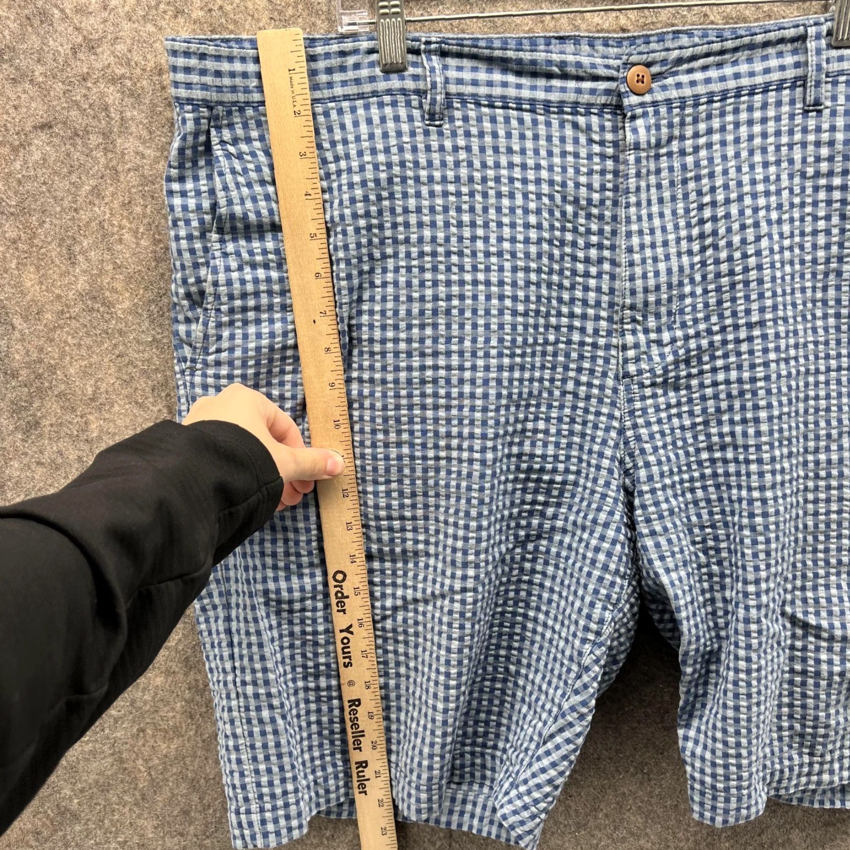 Tommy Bahama Tommy Bahama Shorts Men 44 Adult Blue White Gingham Seersucker Flat Front Chino Casual Travel Size US 44 / EU 60 - 6 Thumbnail