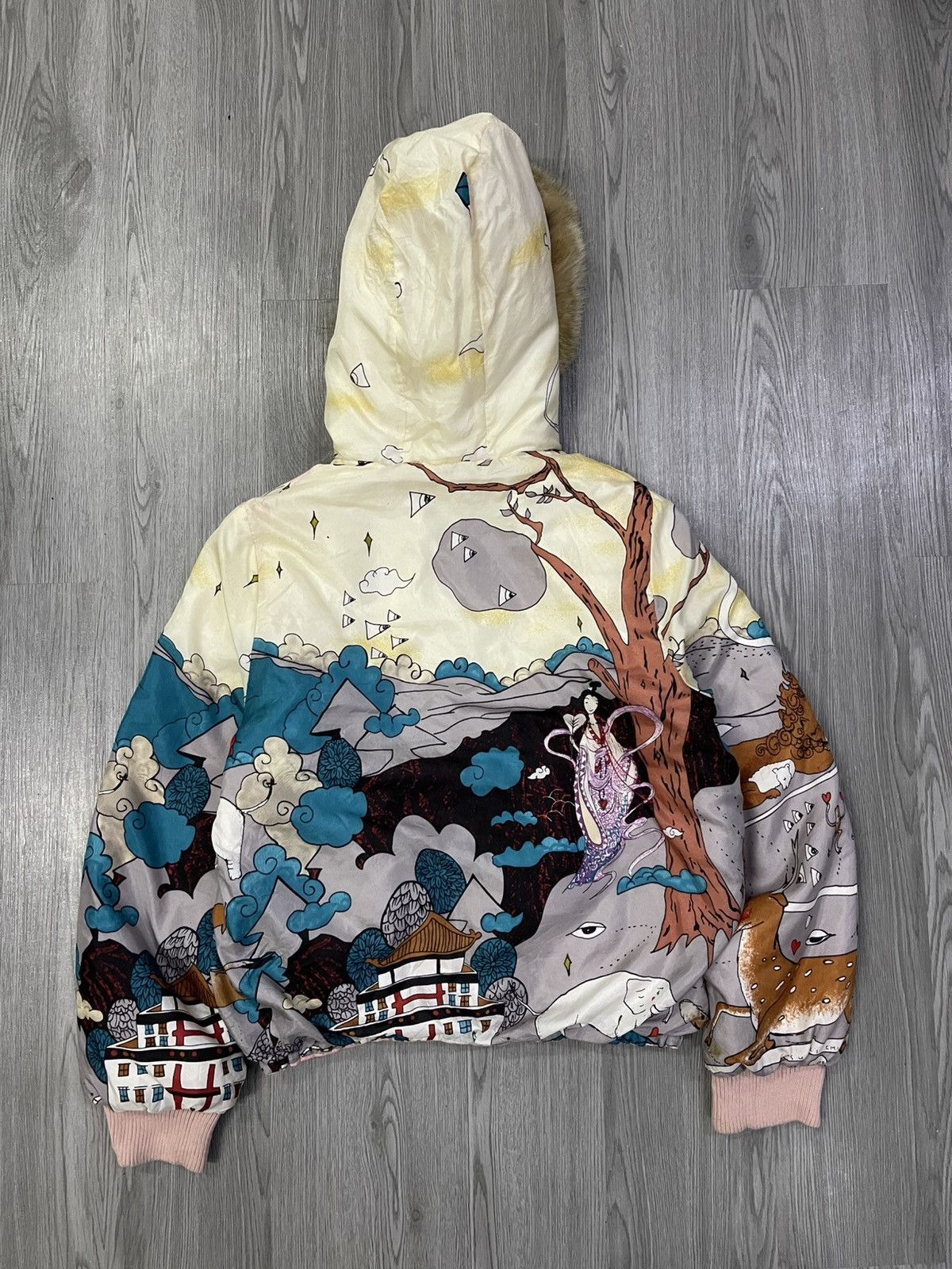 Tsumori Chisato Issey Miyake Silk Reversible Padded Fur Hoodies Puffy Jacket Size S / US 4 / IT 40 - 2 Thumbnail