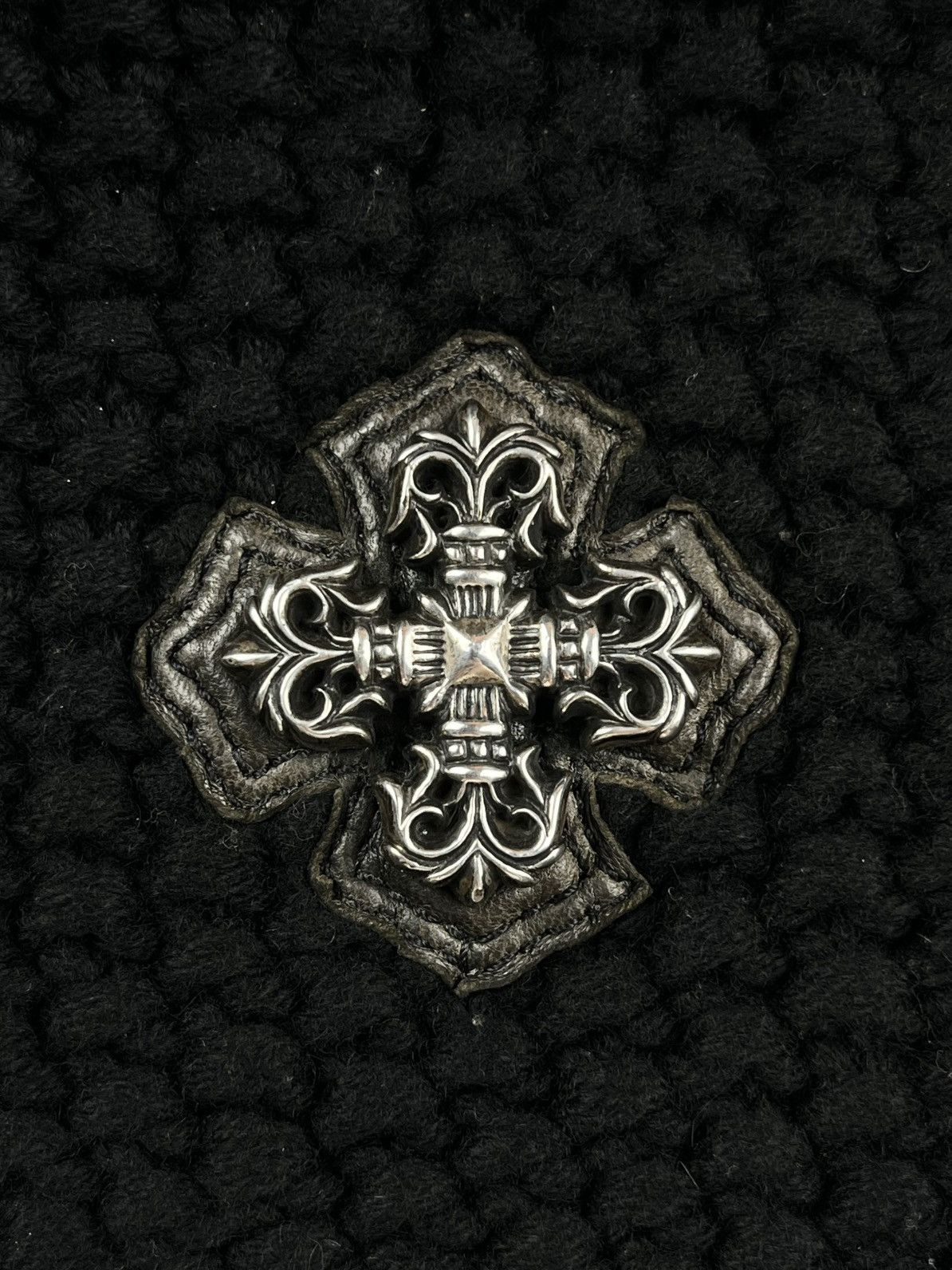 Chrome Hearts Chrome Hearts 3rd Eye Silver Cross Pom Leather Patch Beanie Size ONE SIZE - 3 Thumbnail