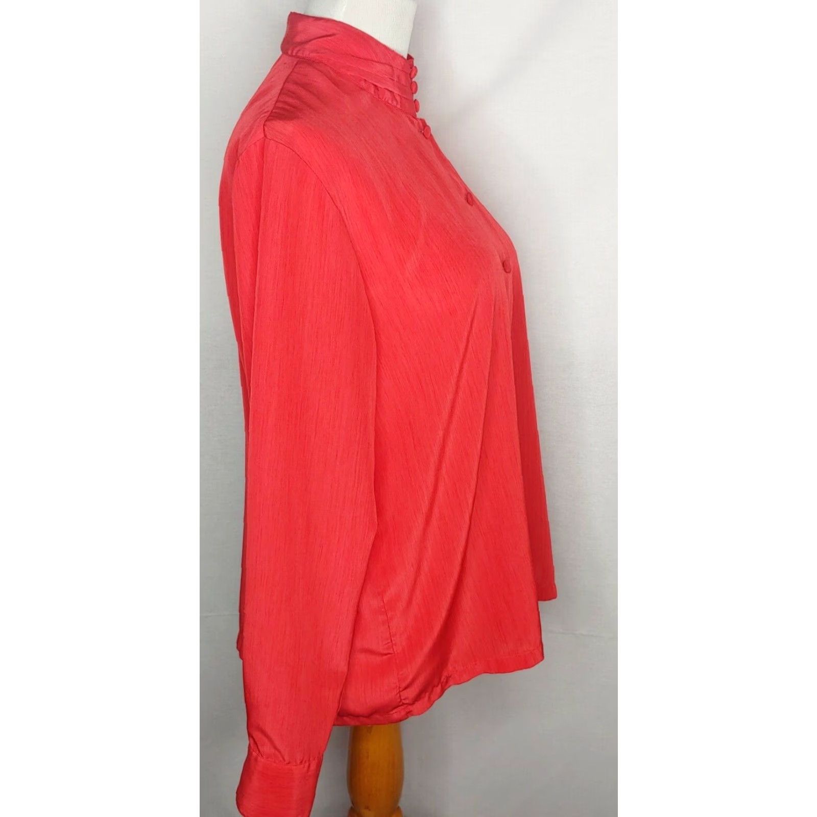 Vintage VINTAGE KB Lawrence Womens Blouse High Neck Red 16 Secretary Shirt Women Size XXL / US 16-18 / IT 52-54 - 3 Thumbnail