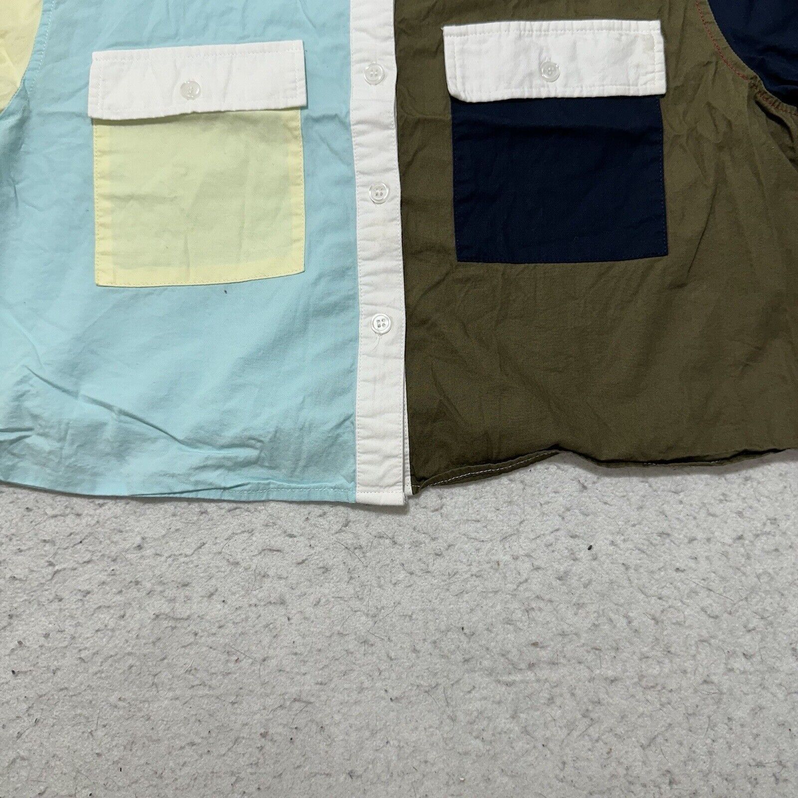 Other Fashion Nova Large Cropped Button Down Shirt Colorblock Size L / US 10 / IT 46 - 5 Thumbnail