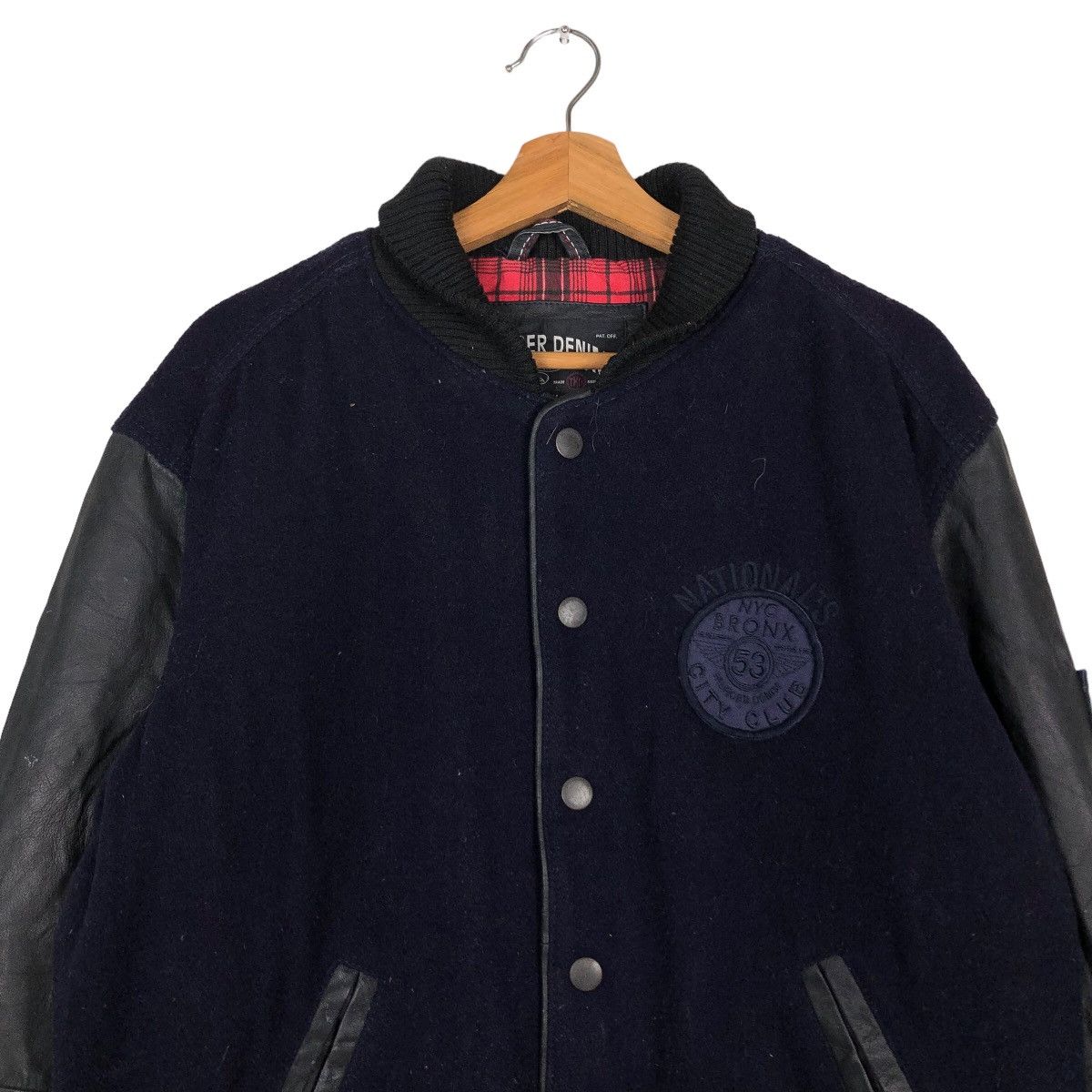 Japanese Brand Vintage Leather Jacket Fly Hilfiger Denim Big Logo SpellOut Size US L / EU 52-54 / 3 - 3 Thumbnail