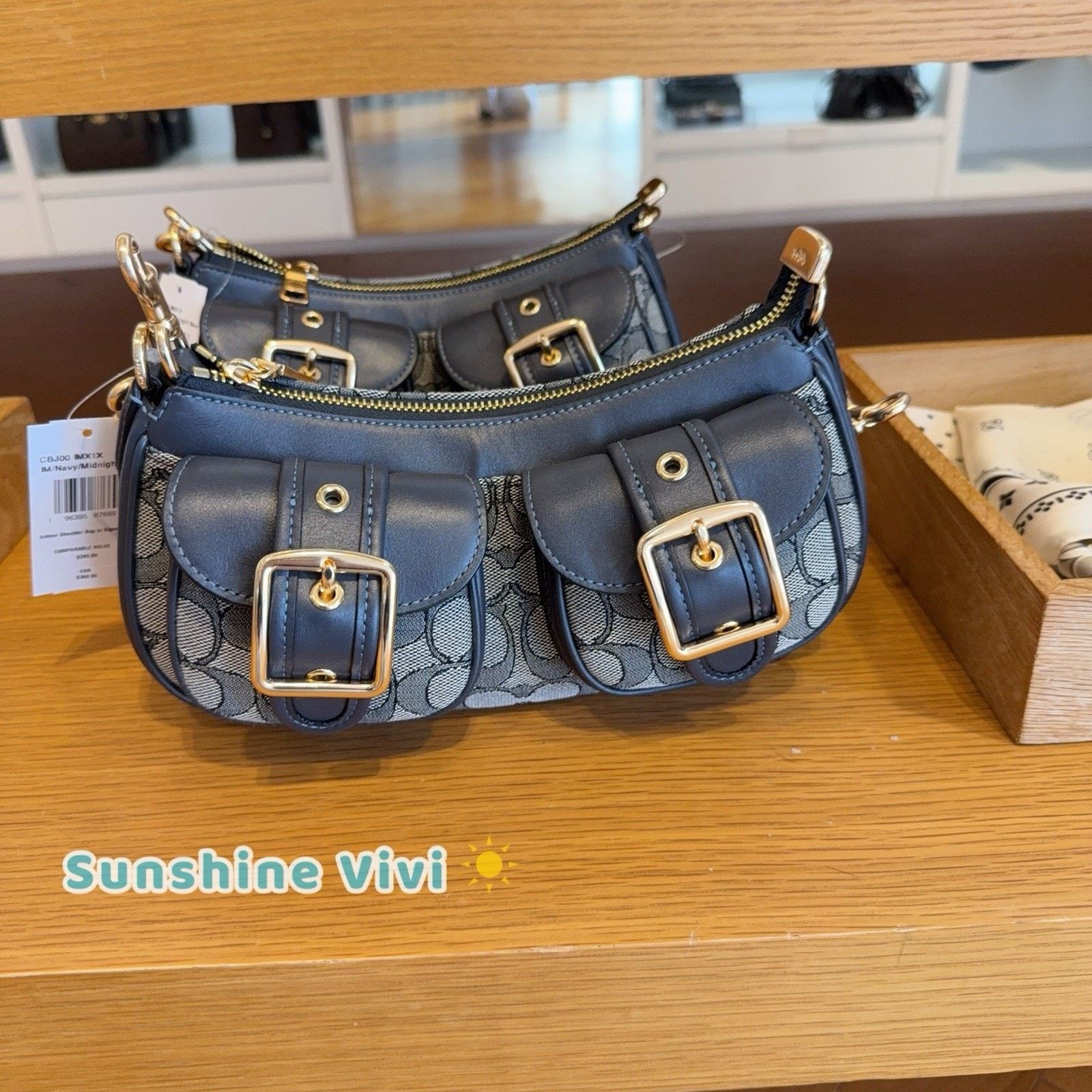 Coach NWT Coach Ashton Bag Signature Jacquard CBJ00 Navy/Midnight Size ONE SIZE - 6 Thumbnail