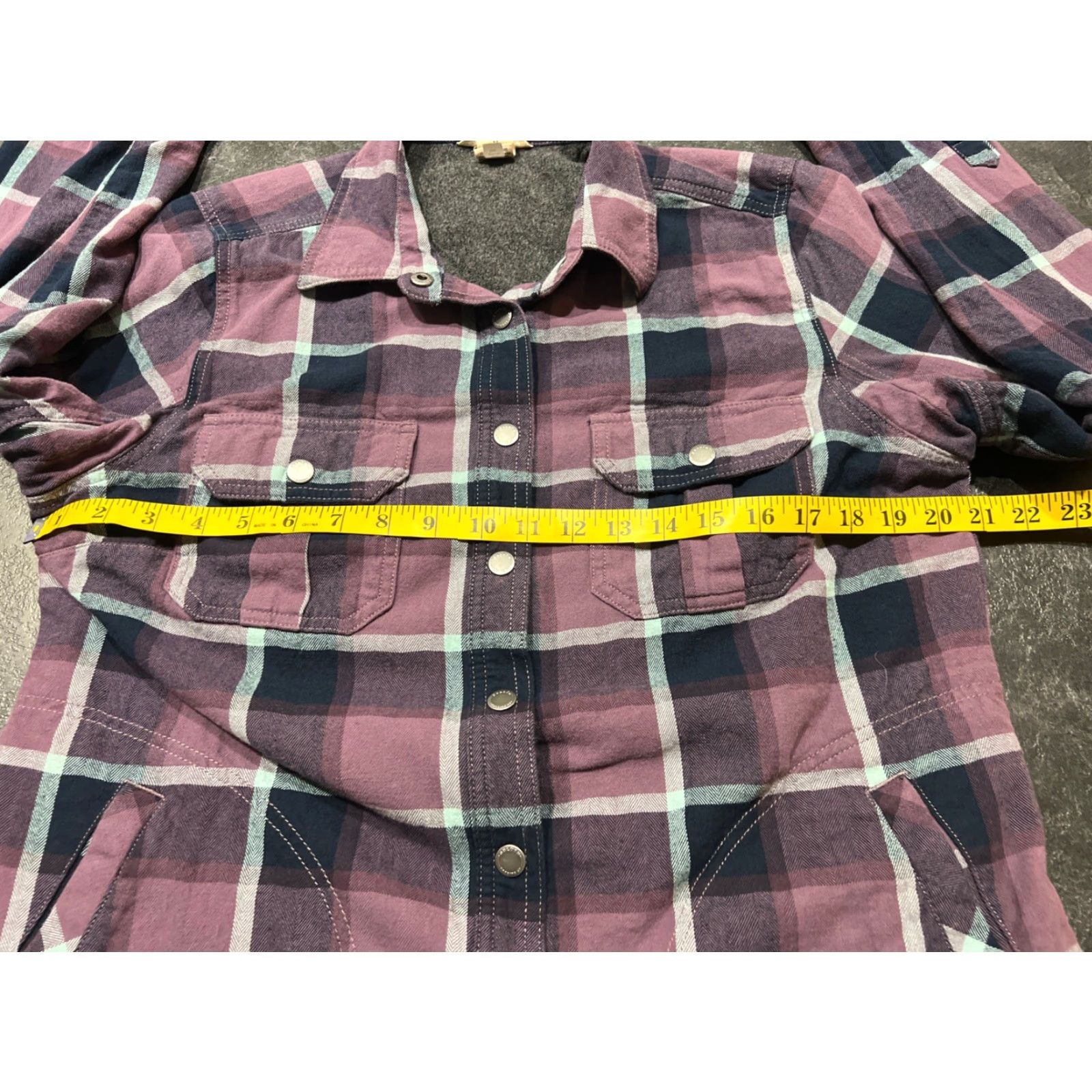 CO DULUTH TRADING CO Flapjack Shirt Jacket Purple Plaid Flannel Insulated Mid-Length Women’s M Jacket, Casual Workwear, Fall/Winter, 100% wearable Size M / US 6-8 / IT 42-44 - 7 Thumbnail