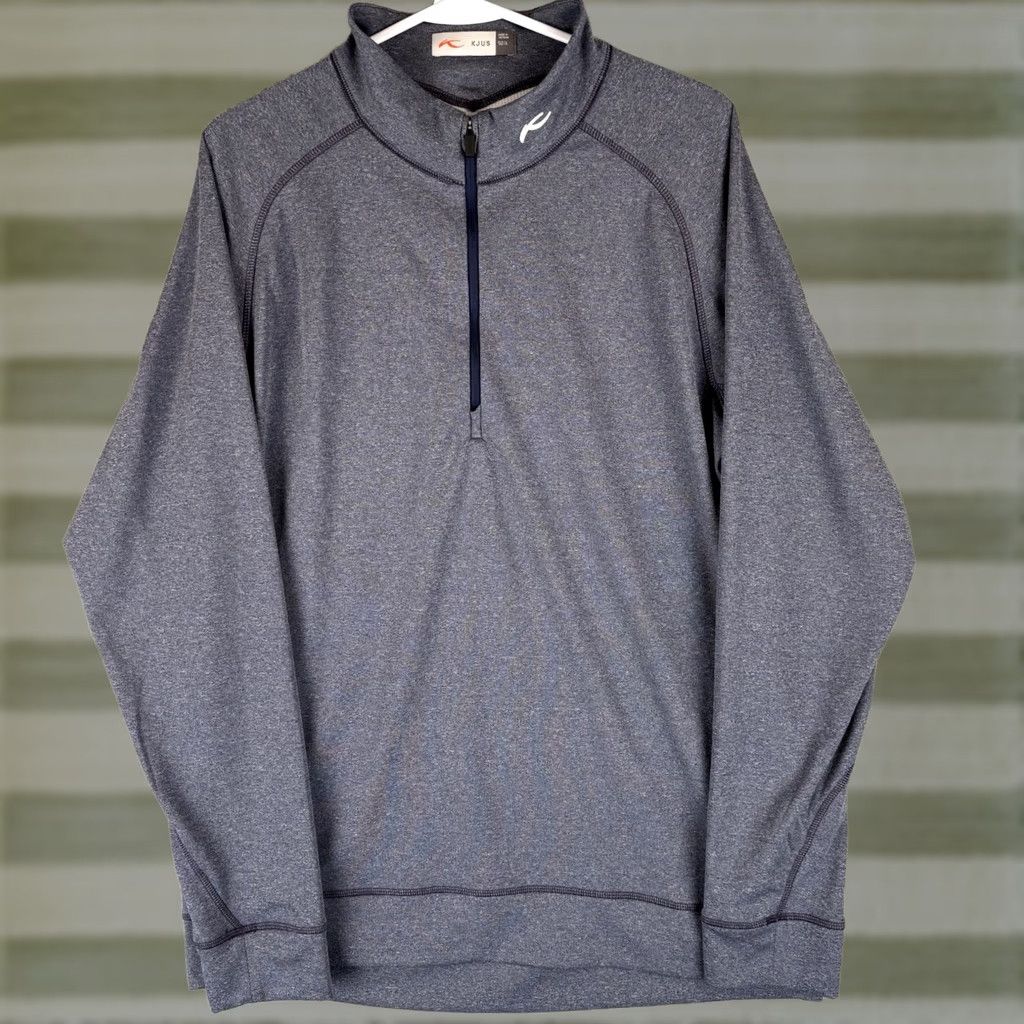 KJUS KJUS Pullover Shirt Mens Large Heather Navy Keano 1/4 Zip Lightweight Moisture Wicking UV Golf Hiking Size US L / EU 52-54 / 3 - 1 Thumbnail