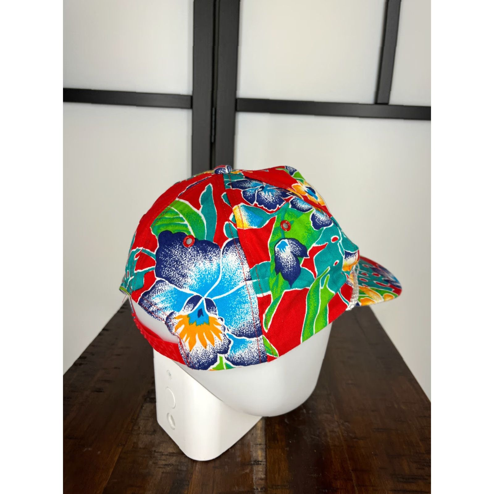 Vintage San Sun Hat Cap - Red Floral Twill Snapback Adult One Size - Men's Casual Baseball Cap - 90s Plumbing & Heating Theme Size ONE SIZE - 7 Thumbnail