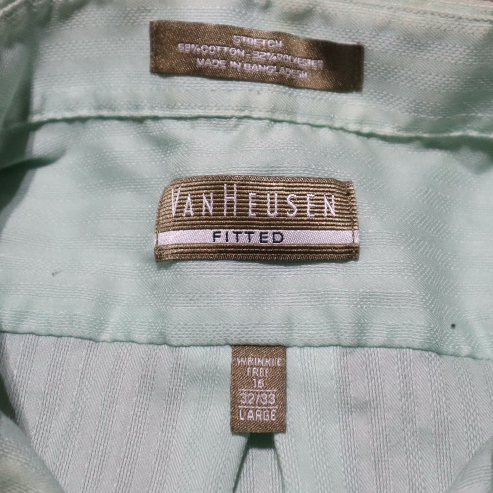 Van Heusen Van Heusen Dress Shirt Green Fitted Button Down Adult Men's Size 16 32 33 Size 42R - 3 Thumbnail