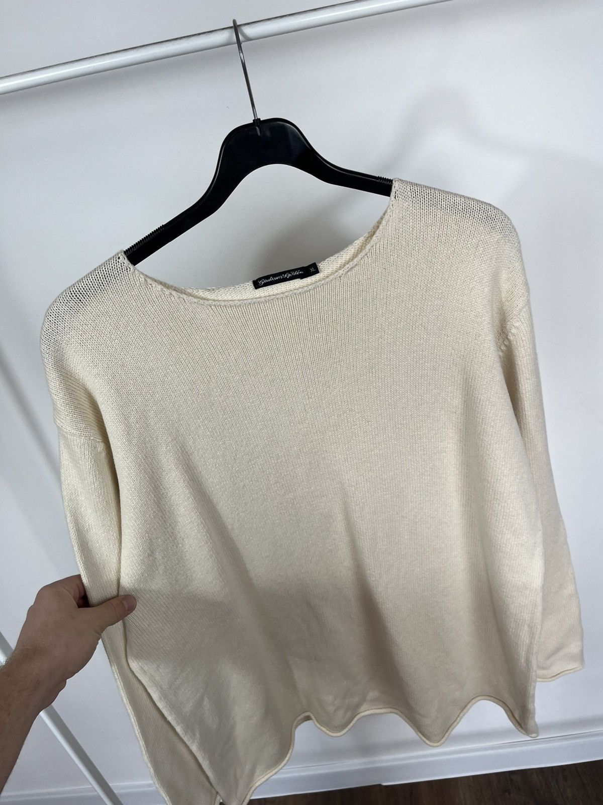 Gudrun Sjoden Gudrun Sjoden Cream Cotton Knit Sweater XL Minimal Nordic Size XL / US 12-14 / IT 48-50 - 5 Thumbnail