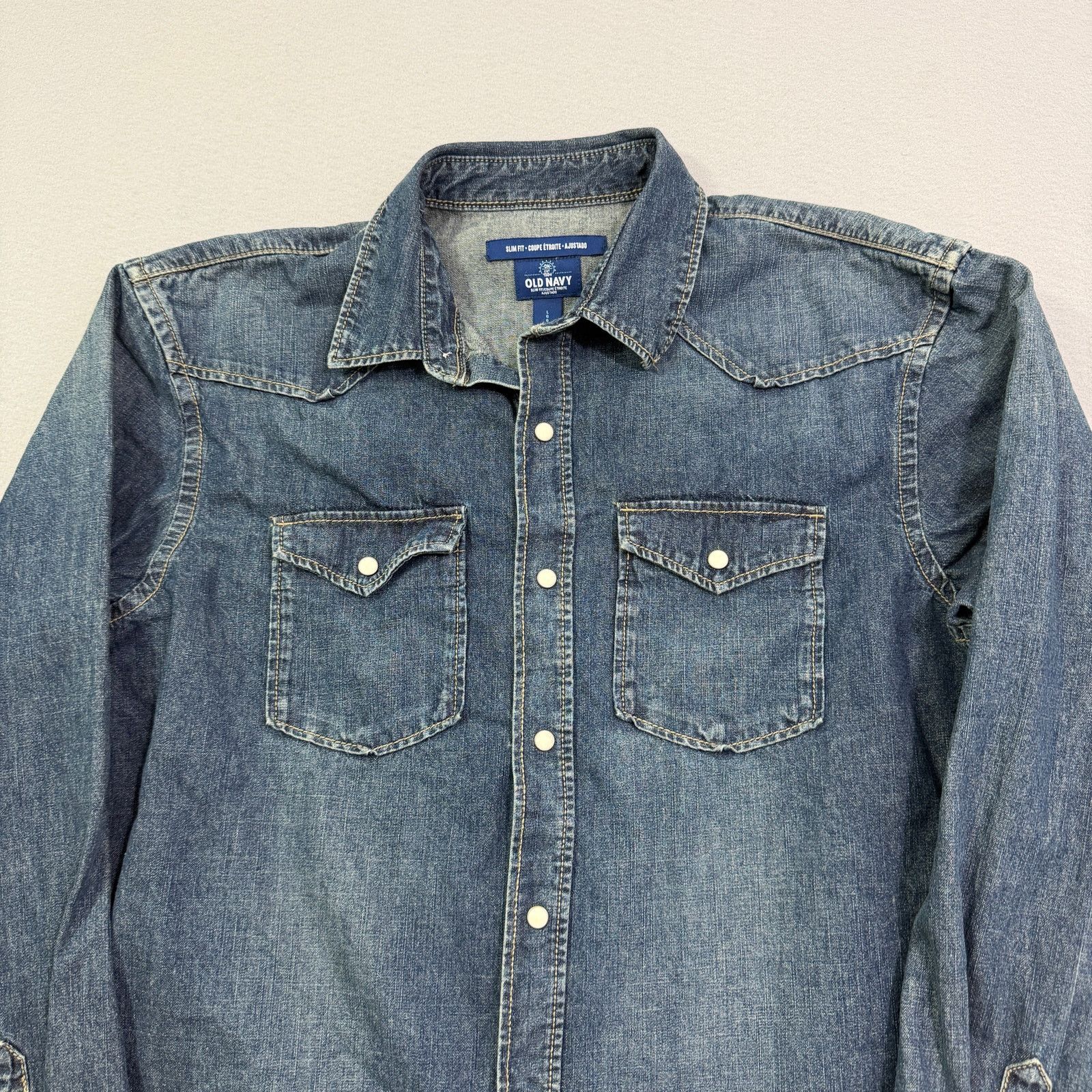 Vintage Vintage Old Navy Snap Button Denim Shirt Large Long Sleeve Size US L / EU 52-54 / 3 - 2 Thumbnail