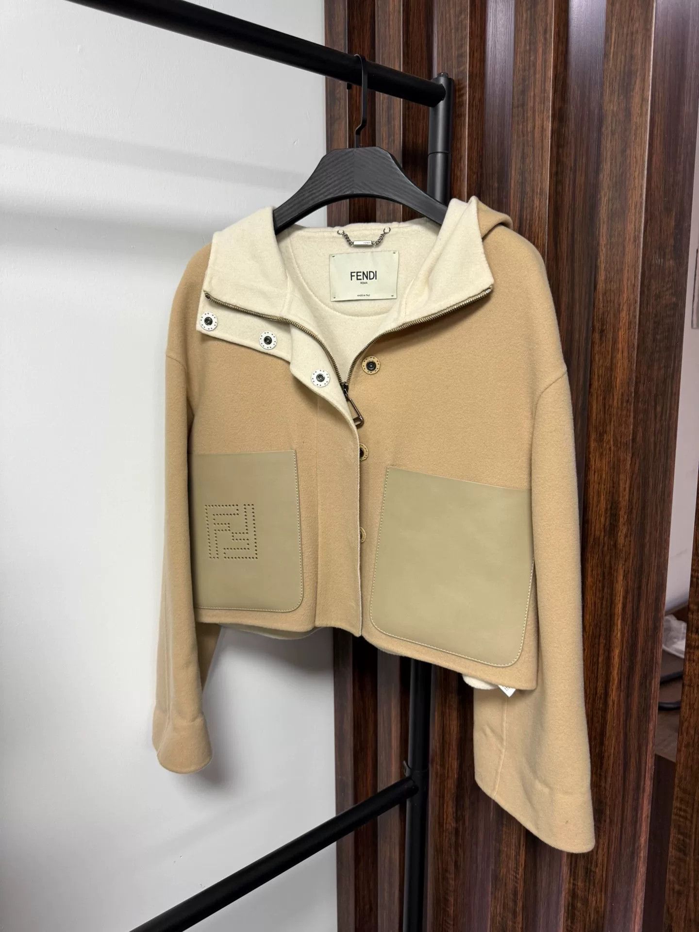 Fendi Beige Wool Coat with Pockets