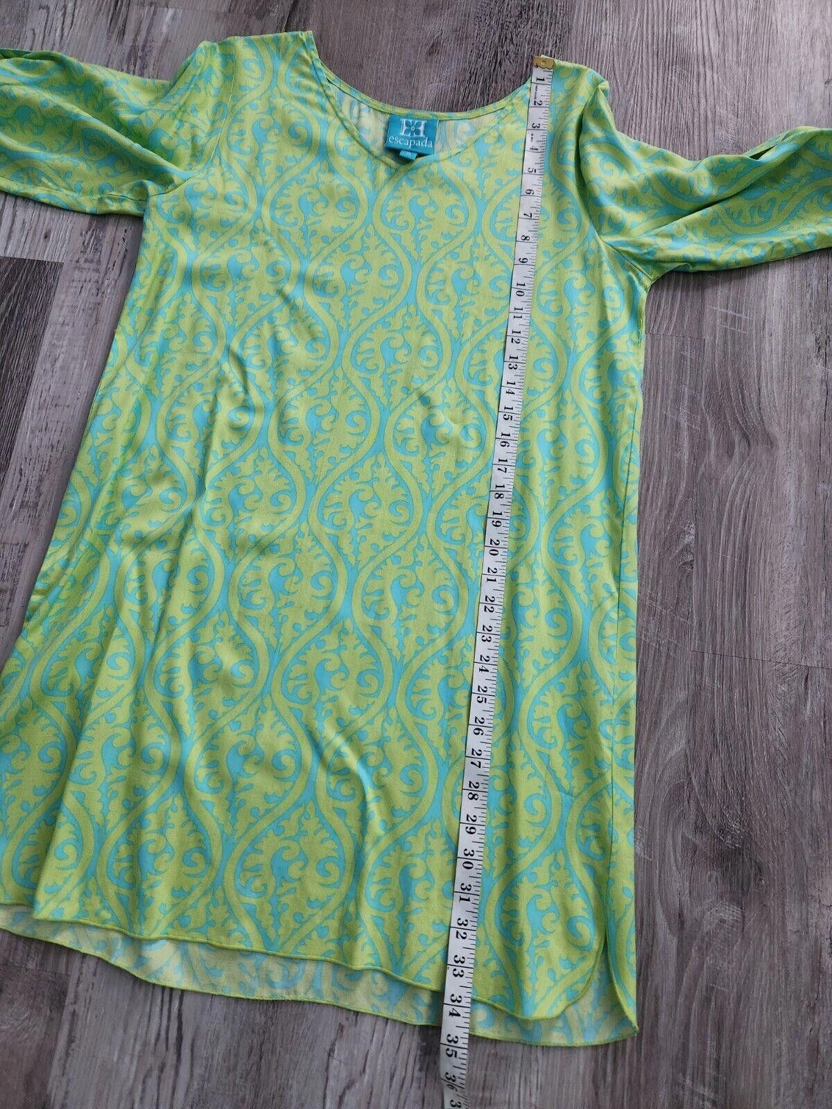 Designer Escapada Dress Small Green Blue 3/4 Sleeves Shift Summer Size S / US 4 / IT 40 - 6 Thumbnail