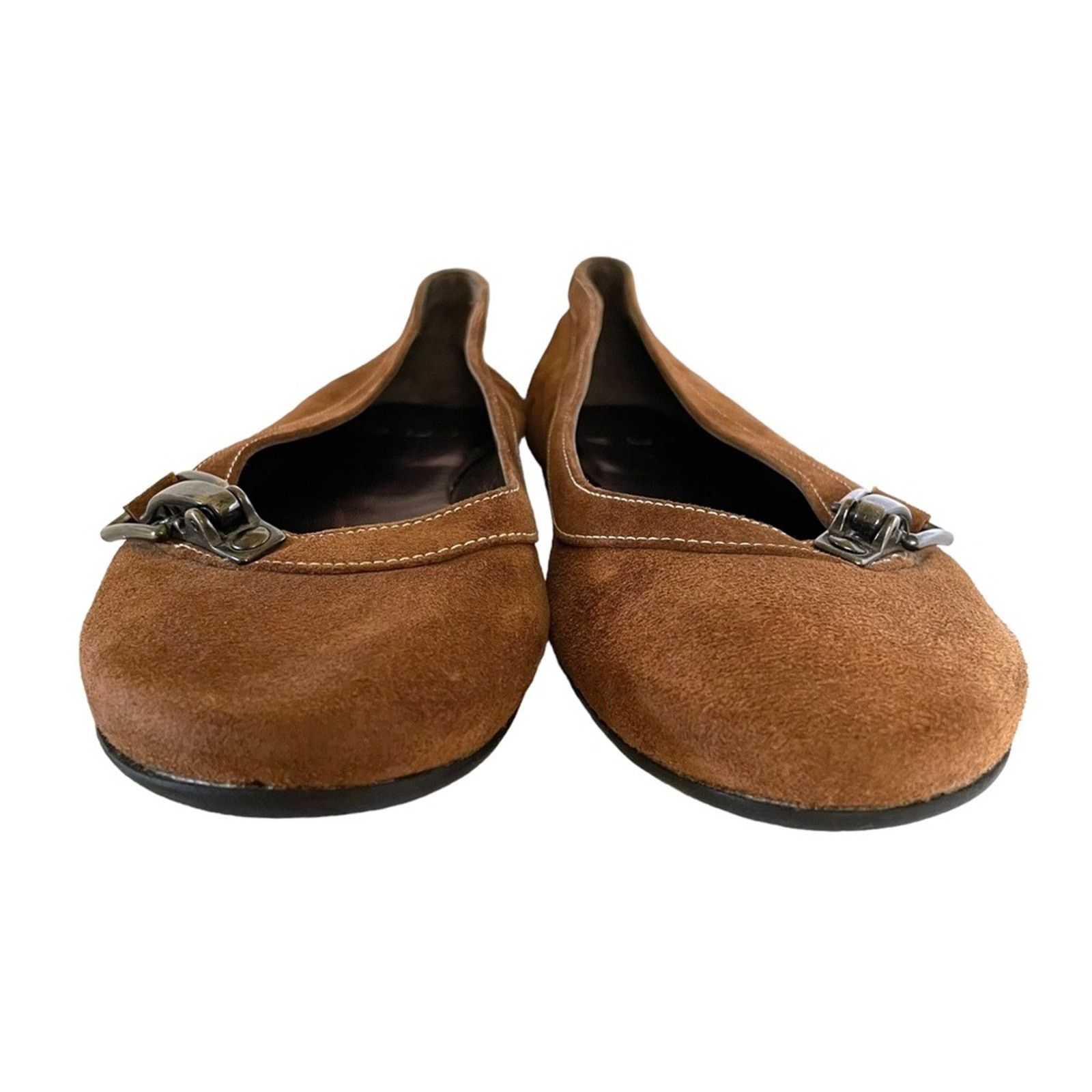 Barbara Bui BUI By Barbara Bui Brown Suede Buckle Accent Ballet Flats Size US 7.5 / IT 37.5 - 9 Thumbnail