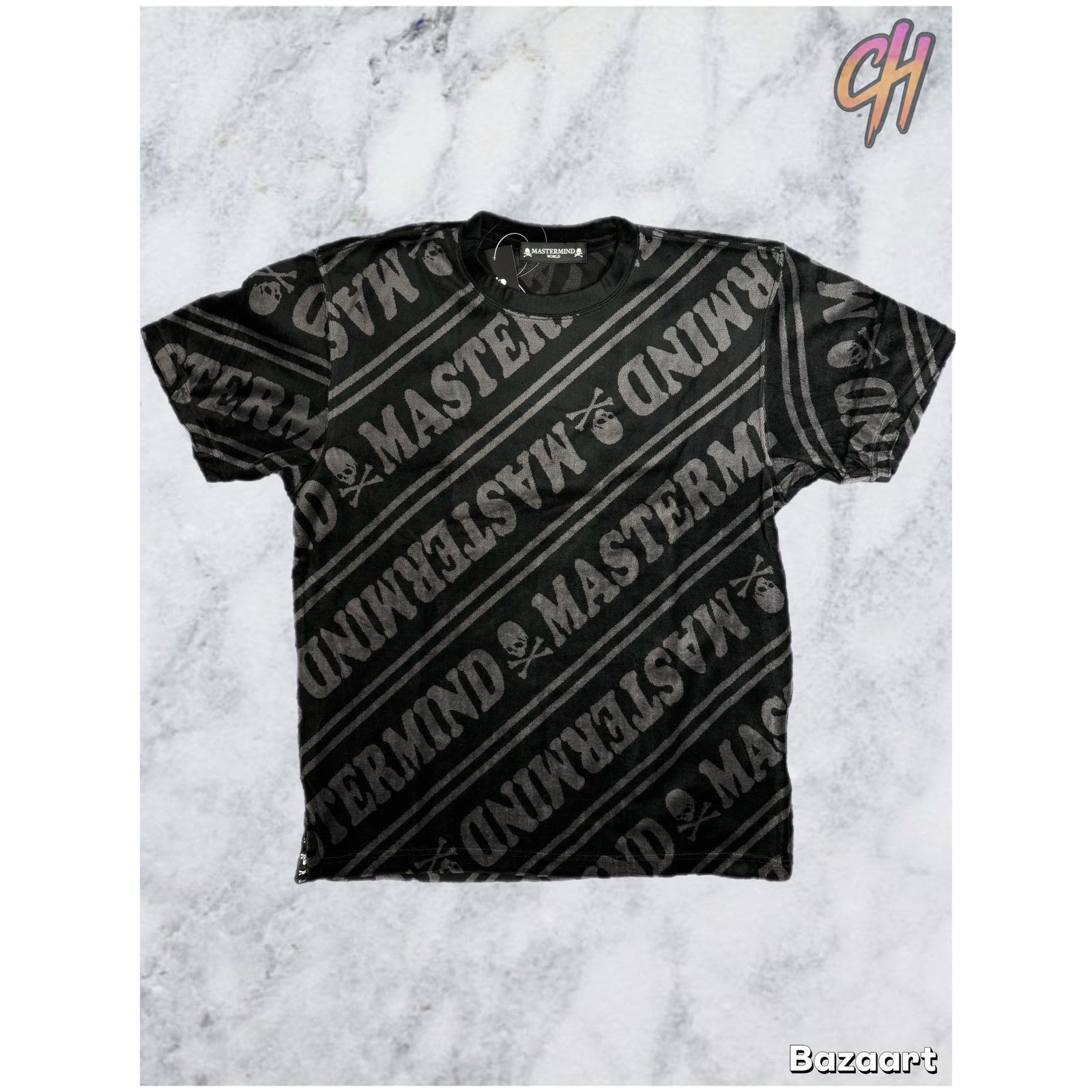 Mastermind Vs. Bape Velour Diagonal Black T-Shirt Size MD