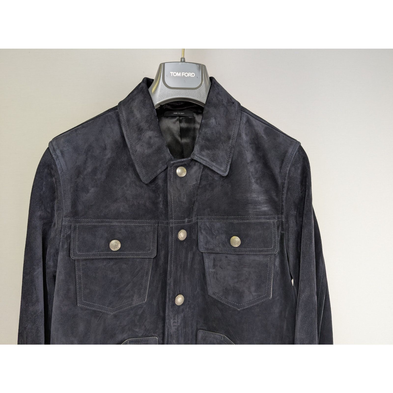 Tom Ford o1rshd1 Suede Button Jacket in Dark Navy Size US M / EU 48-50 / 2 - 3 Thumbnail