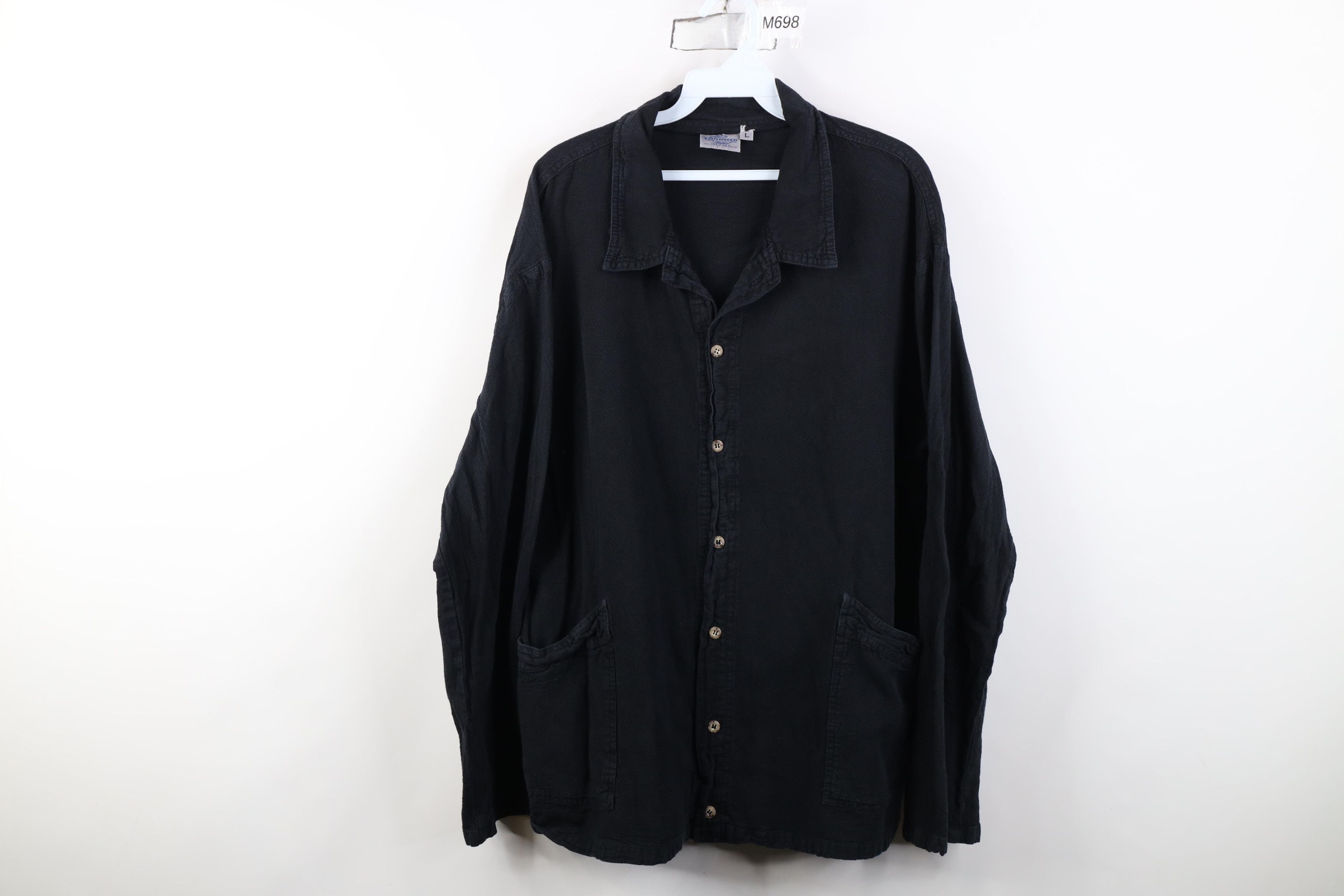 Vintage Vintage 90s Streetwear Cotton Button Shirt Jacket Black USA Size US L / EU 52-54 / 3 - 1 Thumbnail