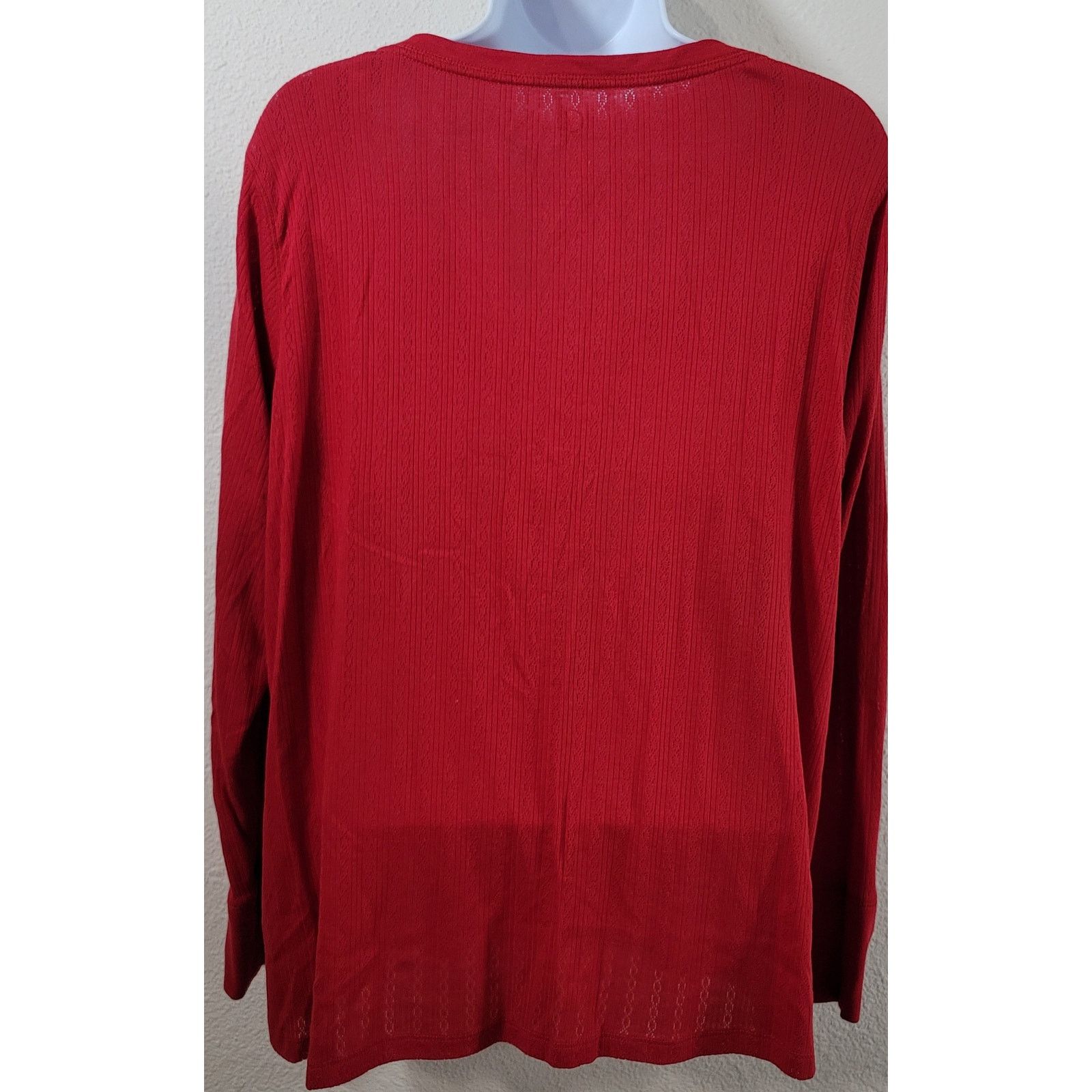Other Cato Red Henley Round Neck Top 1X Plus Lightweight Soft Size XL / US 12-14 / IT 48-50 - 2 Thumbnail