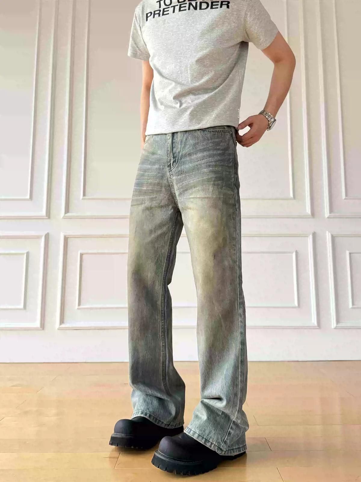 Vintage Dirt Dyed Washed Micro Flare Denim Jeans Size US 28 / EU 44 - 5 Thumbnail