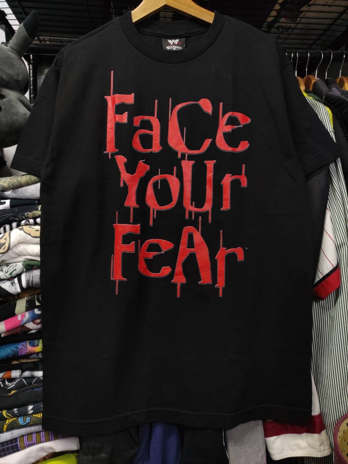 WWE Vtg 00's Kane " Face Your Fear " Wrestlemania Promo T-Shirt Size US M / EU 48-50 / 2 - 2 Thumbnail