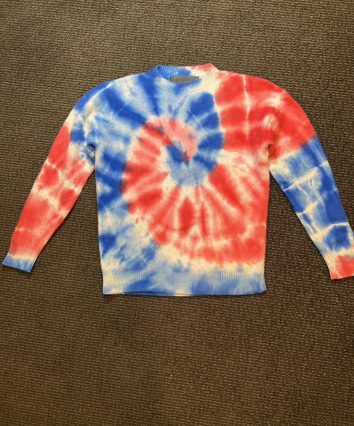 image of The Elder Statesman Red/white/blue Tie-Dye Swirl Sweater, Men's (Size Small)