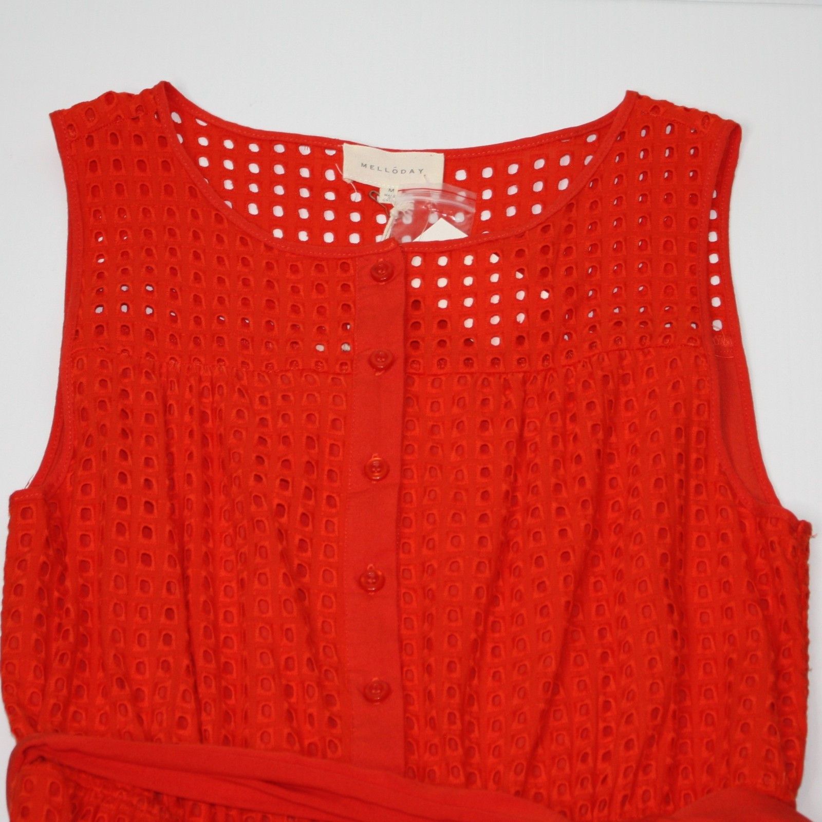 Other Mellóday Eyelet Ruffle Hem Dress in Orange Red Color NWT Size M / US 6-8 / IT 42-44 - 8 Thumbnail