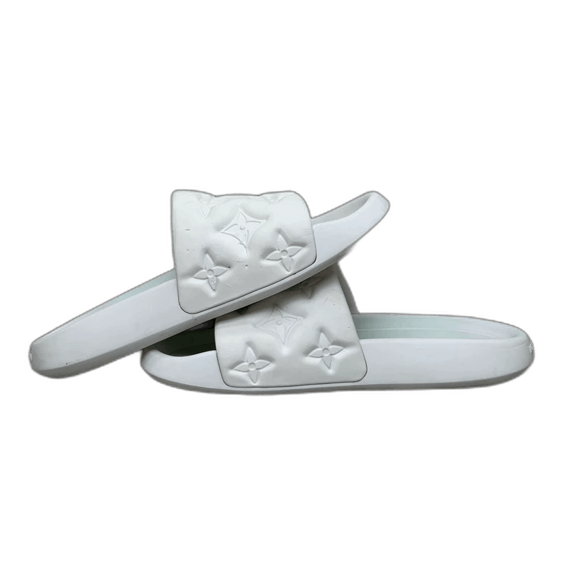 Louis Vuitton White Embossed Slip-On Sandals Size 8 Size US 8 / EU 41 - 1 Thumbnail