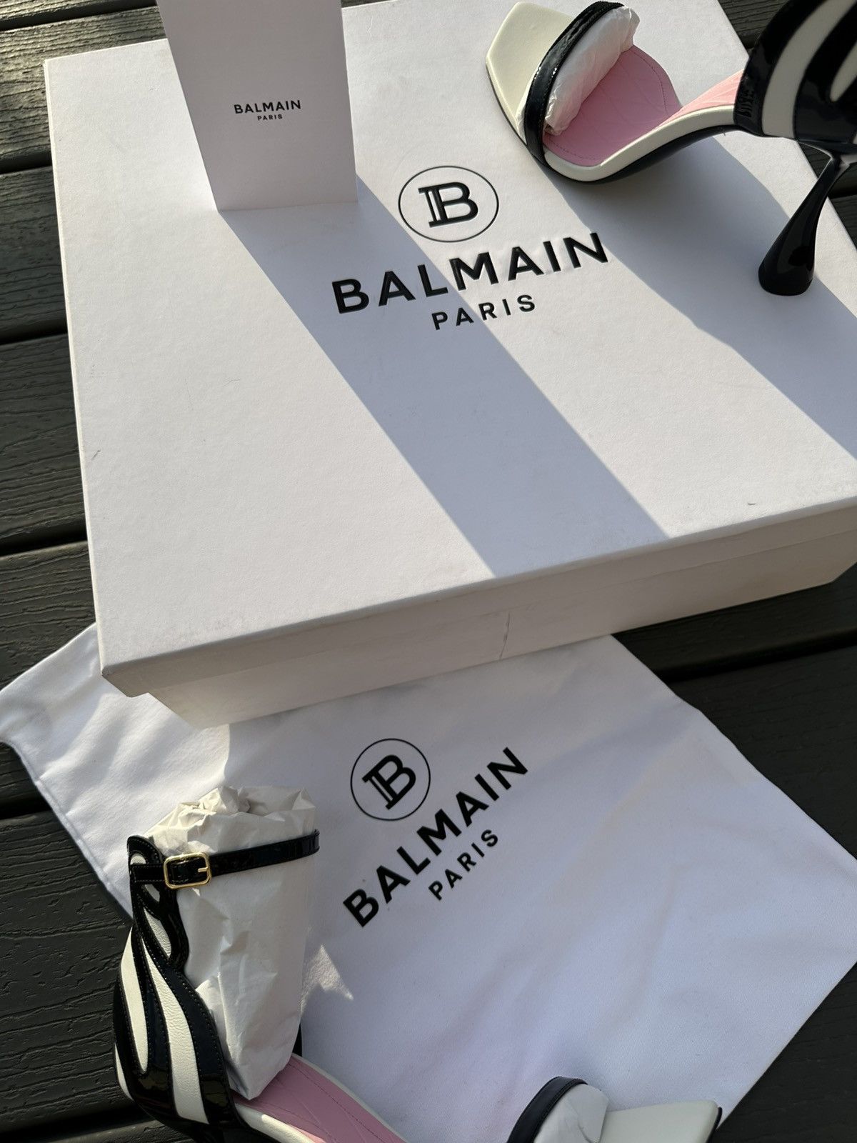 Balmain Balmain Eden 95MM Colorblocked Patent Leather Sandals Size 7 Size US 7 / IT 37 - 6 Thumbnail