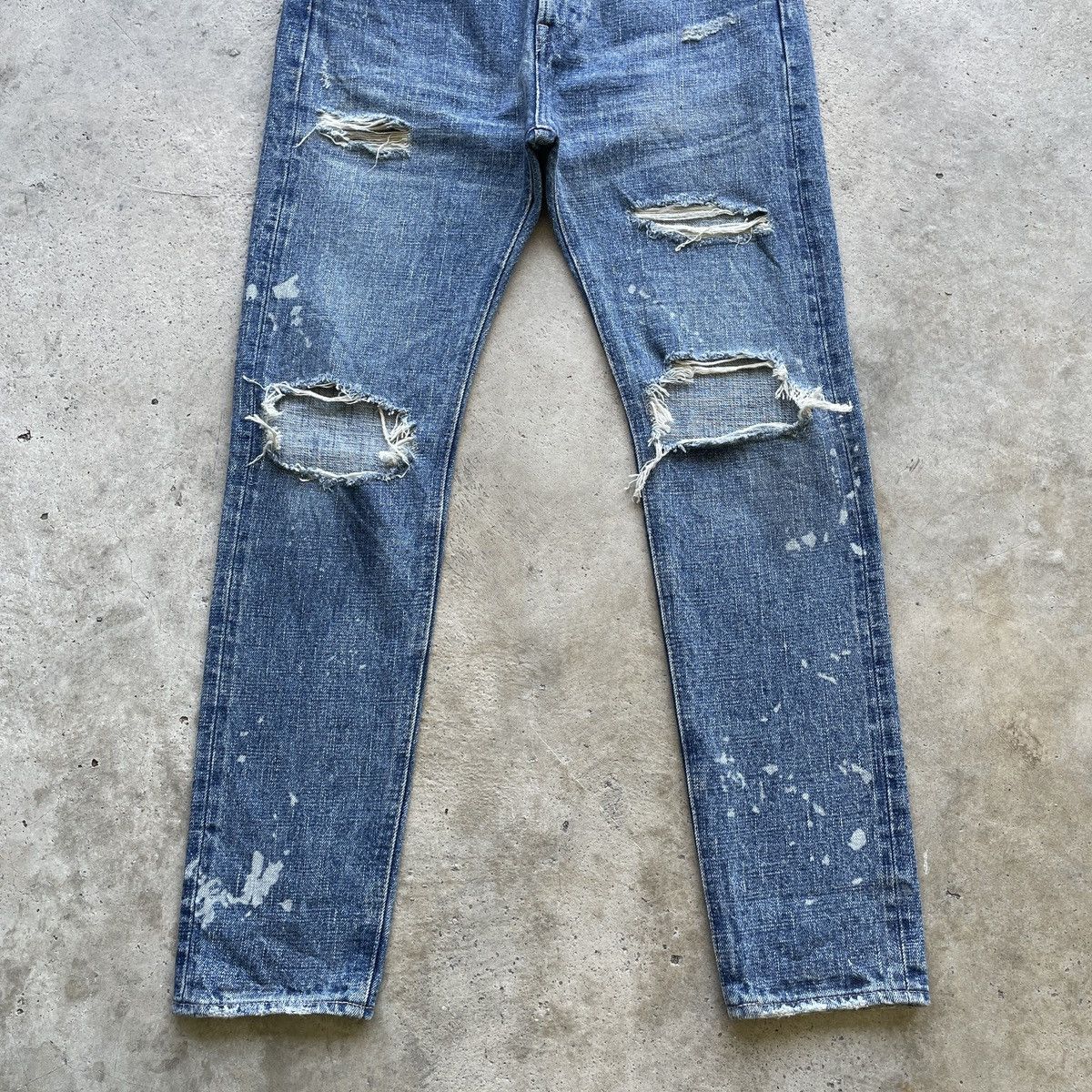 Japanese Brand Vintage Monkey Time Japan Ripped Jeans Faded Pants Denim Size US 30 / EU 46 - 4 Thumbnail