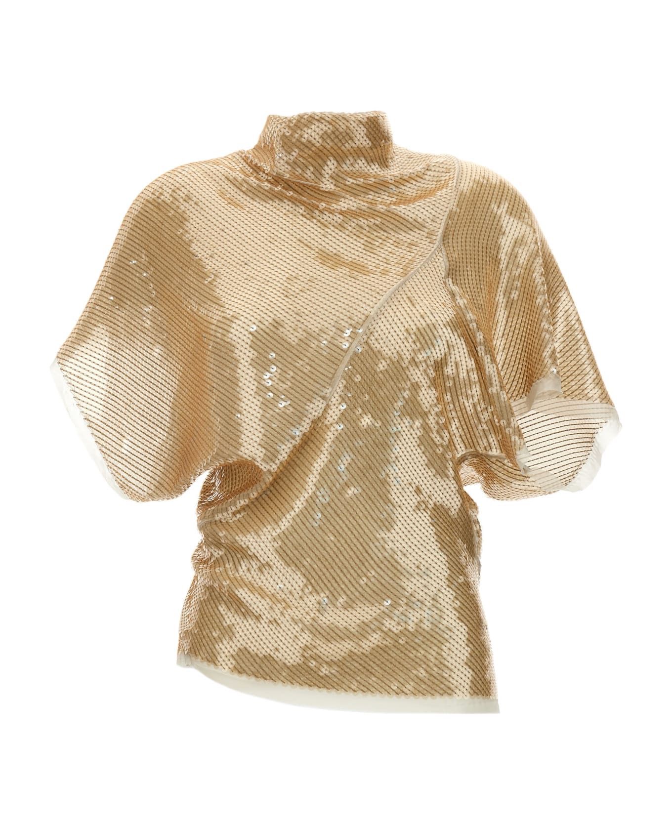 Rick Owens o1y0126 Silk T-Shirt in Sand Size S / US 4 / IT 40 - 1 Thumbnail