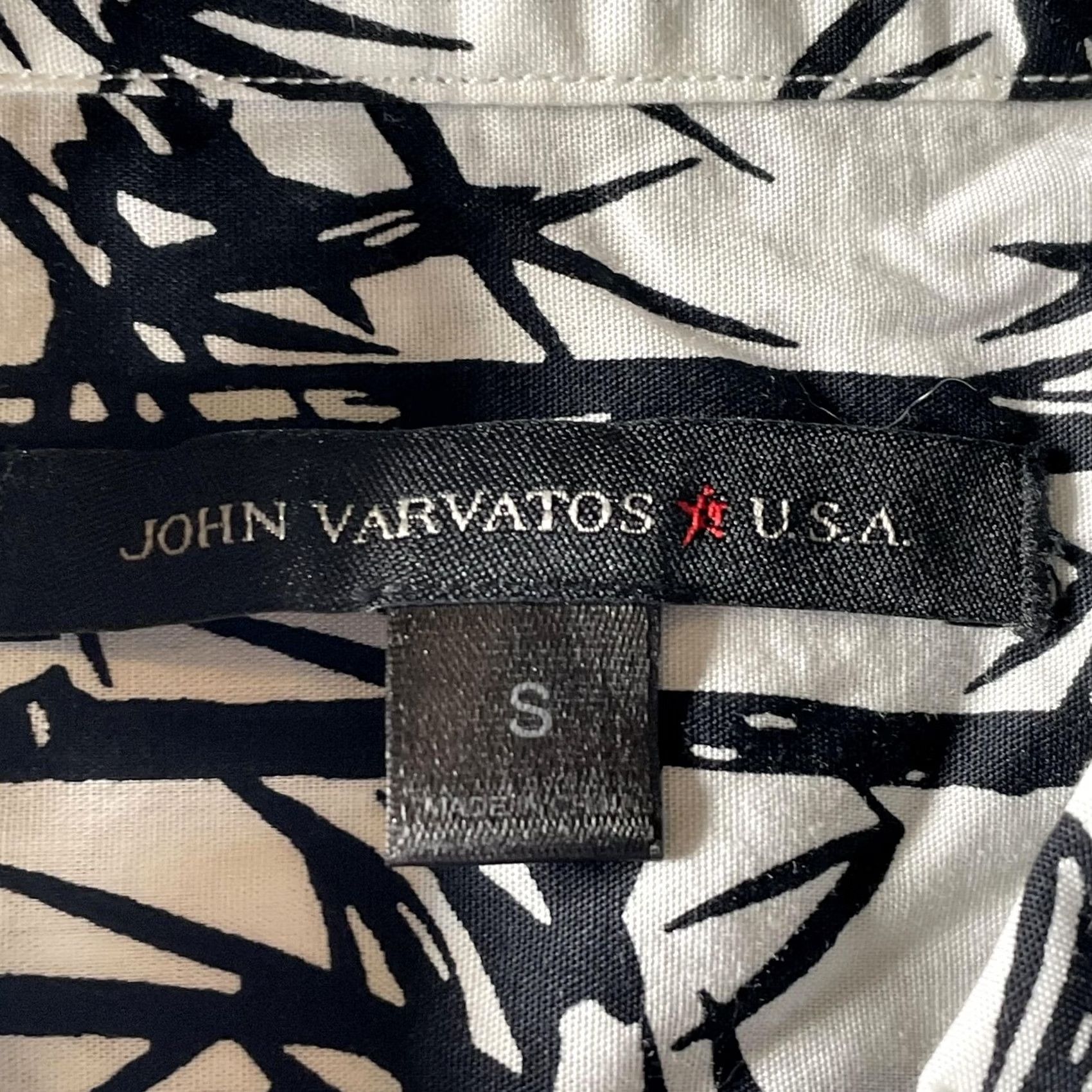 John Varvatos John Varvatos U.S.A. Shirt Mens Small White Bamboo Print Short Sleeve Cotton Shirt Size US S / EU 44-46 / 1 - 2 Thumbnail