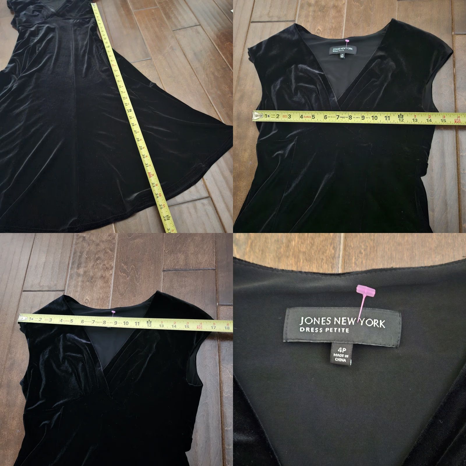 Jones New York Jones New York Black Velvet Dress Petite A-Line Formal V-Neck Sleeveless Long 4P Womens Limited Zip Dry Clean Only Created 90s? Size S / US 4 / IT 40 - 8 Thumbnail