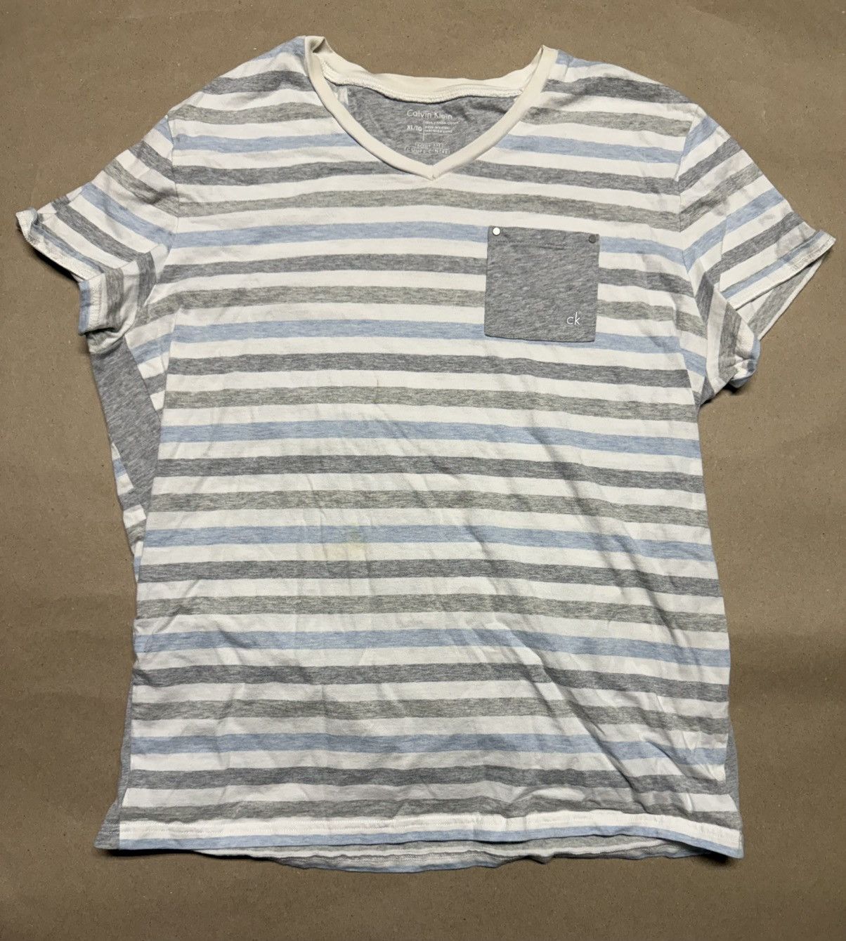 Calvin Klein Calvin Klein V neck XL Extra Large T Shirt Tee stripes Rare! Size US XL / EU 56 / 4 - 1 Thumbnail