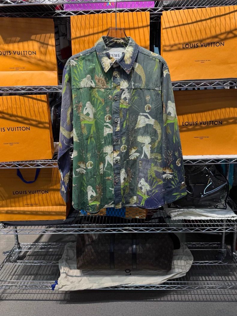 Loewe Loewe Mermaid Graffiti Denim Shirt Jacket - dmc Size US L / EU 52-54 / 3 - 1 Thumbnail