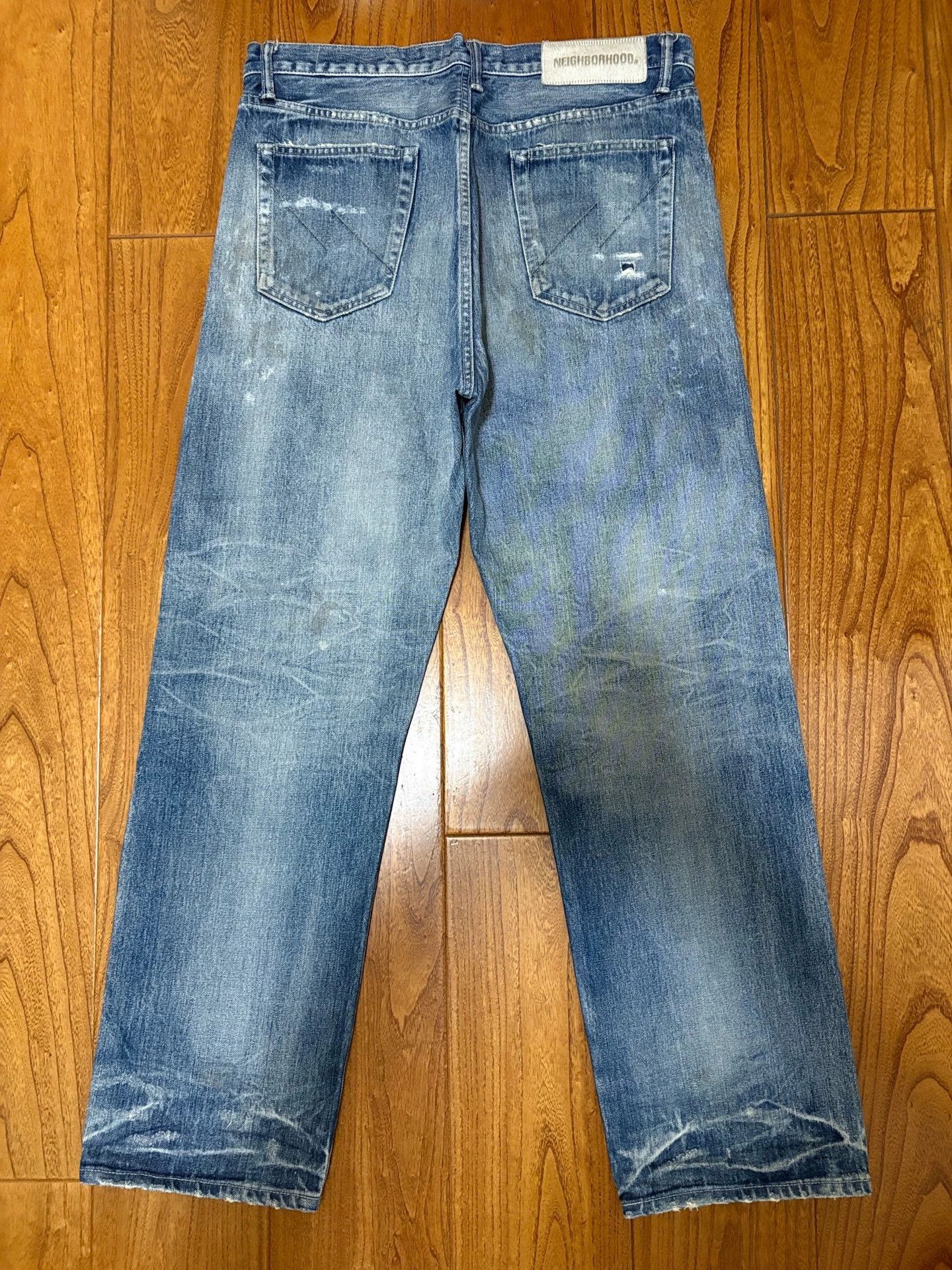 Neighborhood NEIGHBORHOOD 21AW SCRATCH SAVAGE Blue L Oil Patched Jeans Size US 34 / EU 50 - 2 Thumbnail