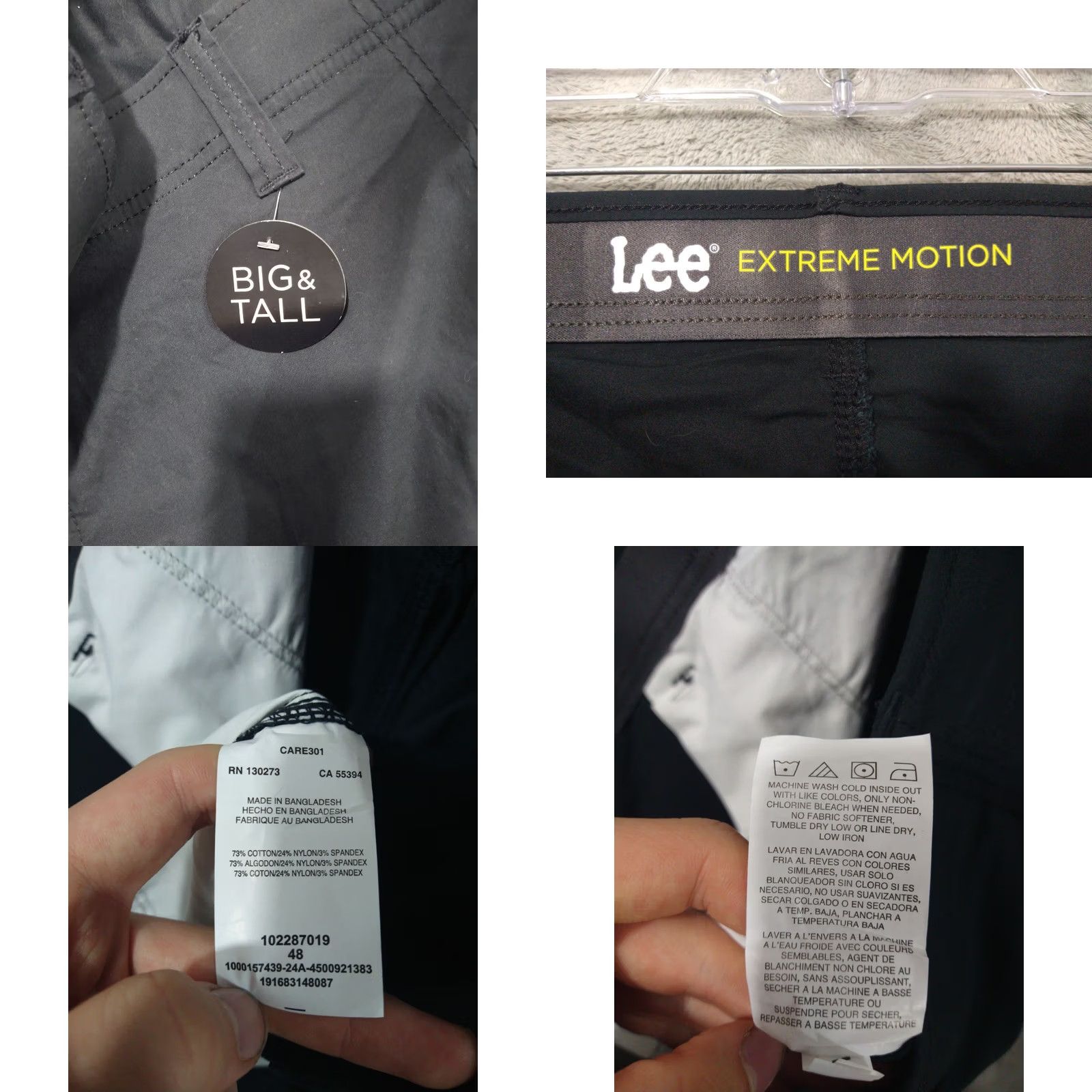 Lee Lee Mens 48 Black Cargo Shorts Extreme Motion Flat Front High Rise Stretch Size US 32 / EU 48 - 8 Thumbnail