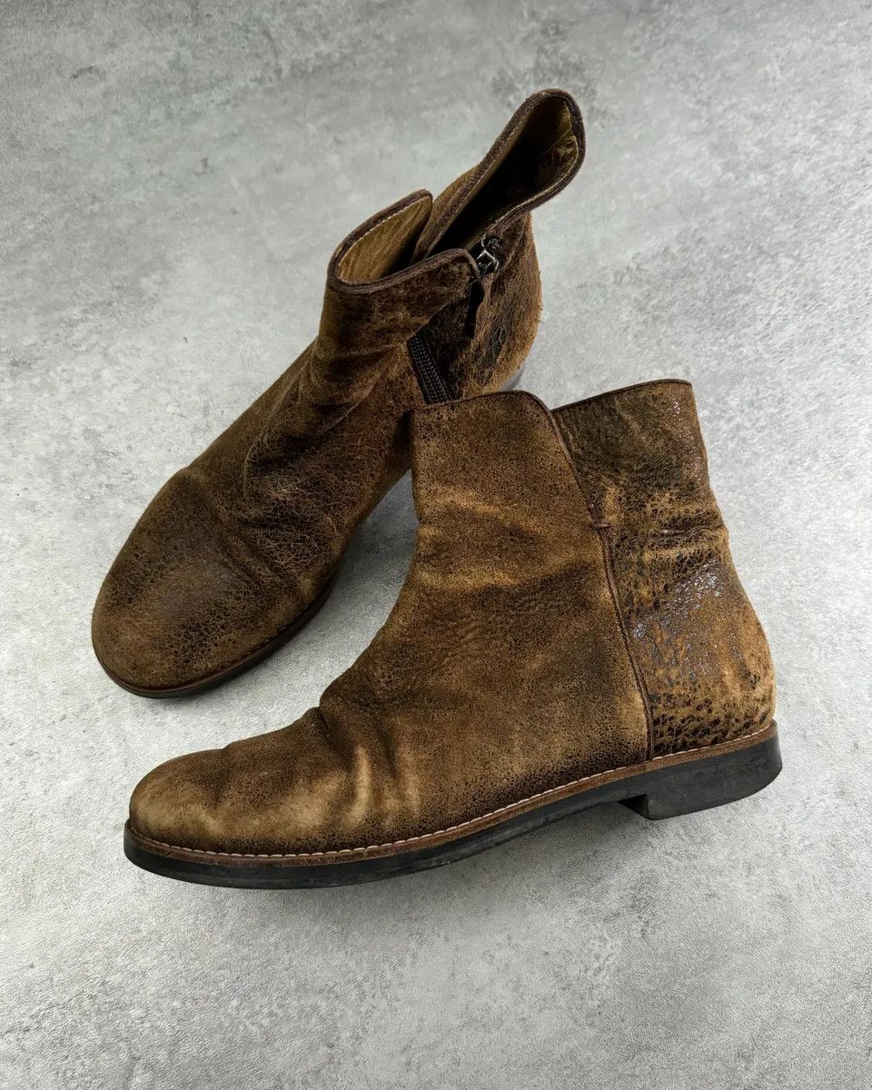 Maison Margiela Maison Margiela Brown Cracked Eroded Brown Leather Boots Size US 6 / IT 36 - 9 Thumbnail
