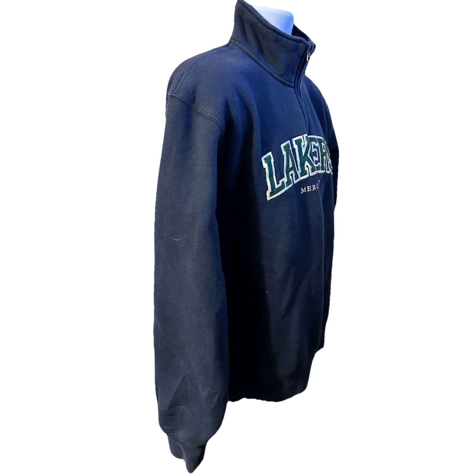 Jansport VTG Mercyhurst University 1/4 Zip Pullover Unisex Adults Medium Navy Blue Stitched Logo Zipper Mock Neck Athletic Shirt Pullover 1/4 Zip Size US M / EU 48-50 / 2 - 7 Thumbnail