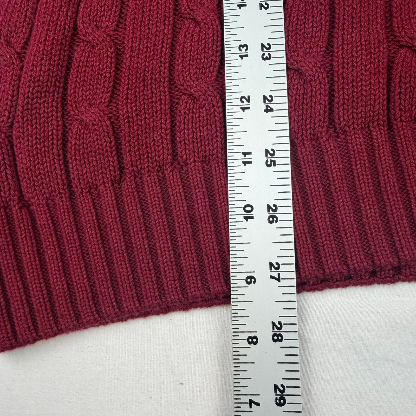 Brooks Brothers Brooks Brothers Cable Knit Cotton Sweater Burgundy L Size US L / EU 52-54 / 3 - 5 Thumbnail
