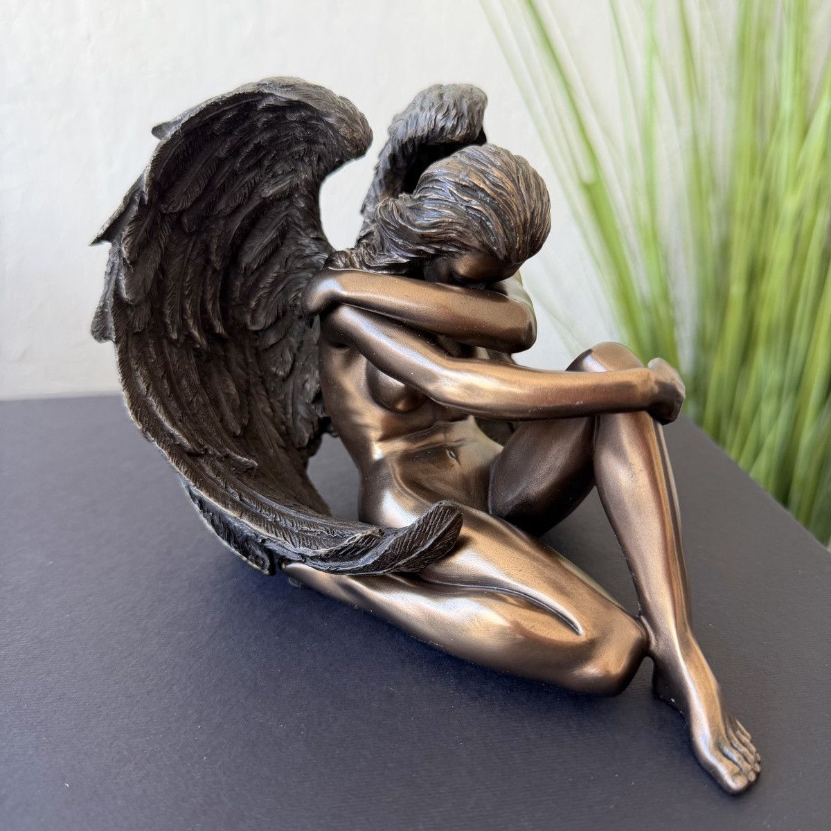 Other Sad Angel Figurine Statue Bronze Finish Polystone Statue Size ONE SIZE - 1 Thumbnail