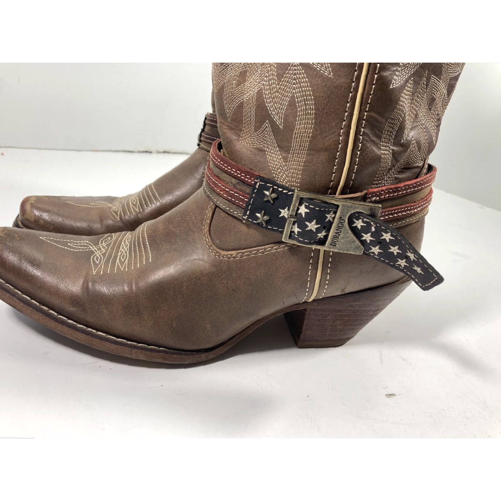 Durango VINTAGE Durango Crush Boots Western Style Women US Flag Brown Leather 9 M Snip Toe DRD0208 Size US 9 / IT 39 - 5 Thumbnail