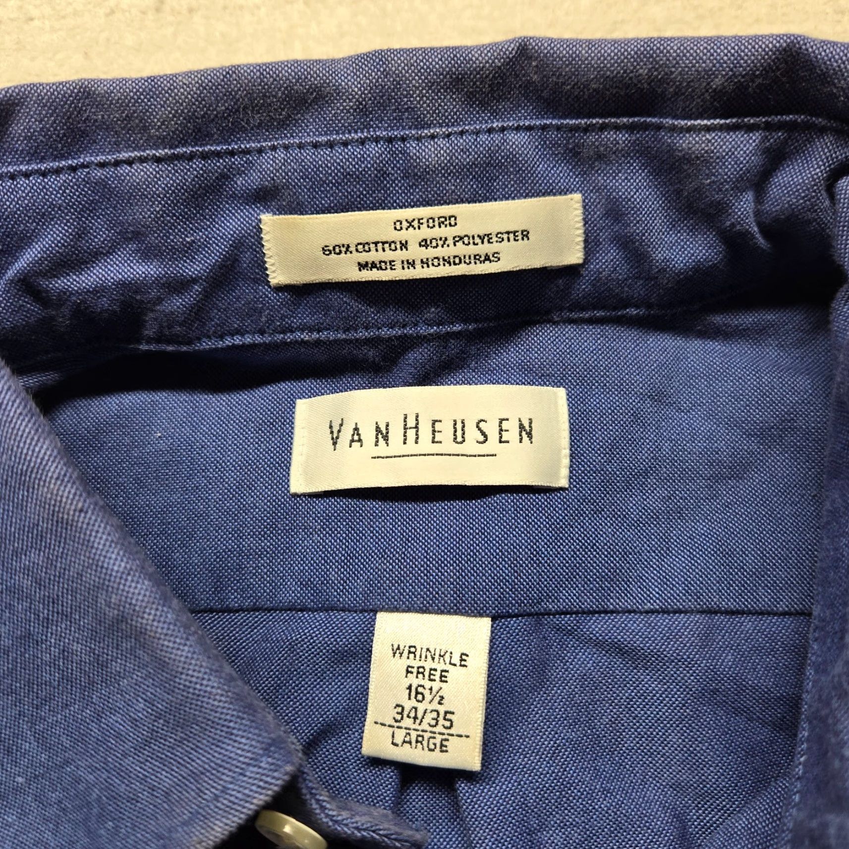 Van Heusen Van Heusen Button-Up Shirt Blue 16.5 Regular Adult Men’s Short Sleeve Wrinkle-Resistant Cotton Blend Size US L / EU 52-54 / 3 - 3 Thumbnail