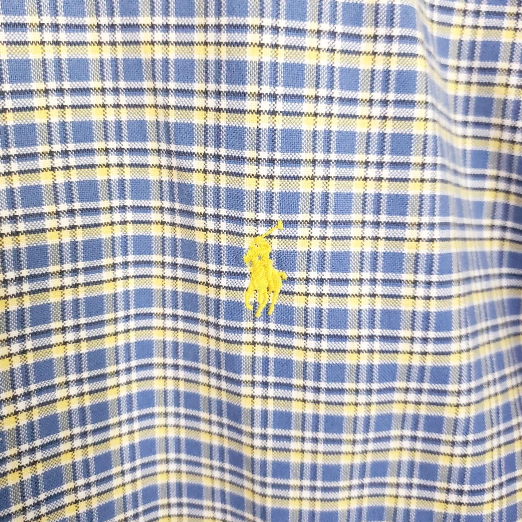 Ralph Lauren Ralph Lauren Men’s Button-Down Shirt XL Blue Yellow Plaid Chambray Classic Fit Size US XL / EU 56 / 4 - 6 Thumbnail