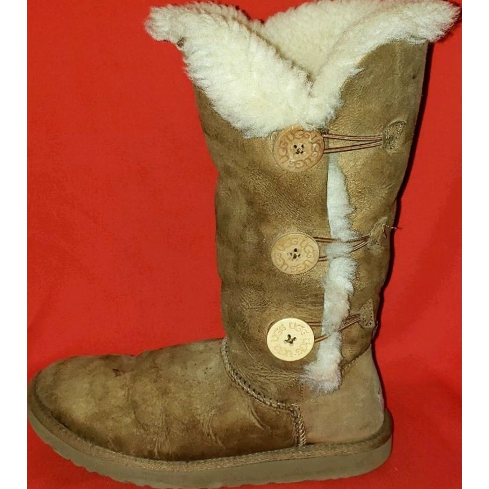 Ugg UGG Australia Boots Womens Brown Women BAILEY BUTTON TRIPLET CHESTNUT Size US 8 / IT 38 - 4 Thumbnail