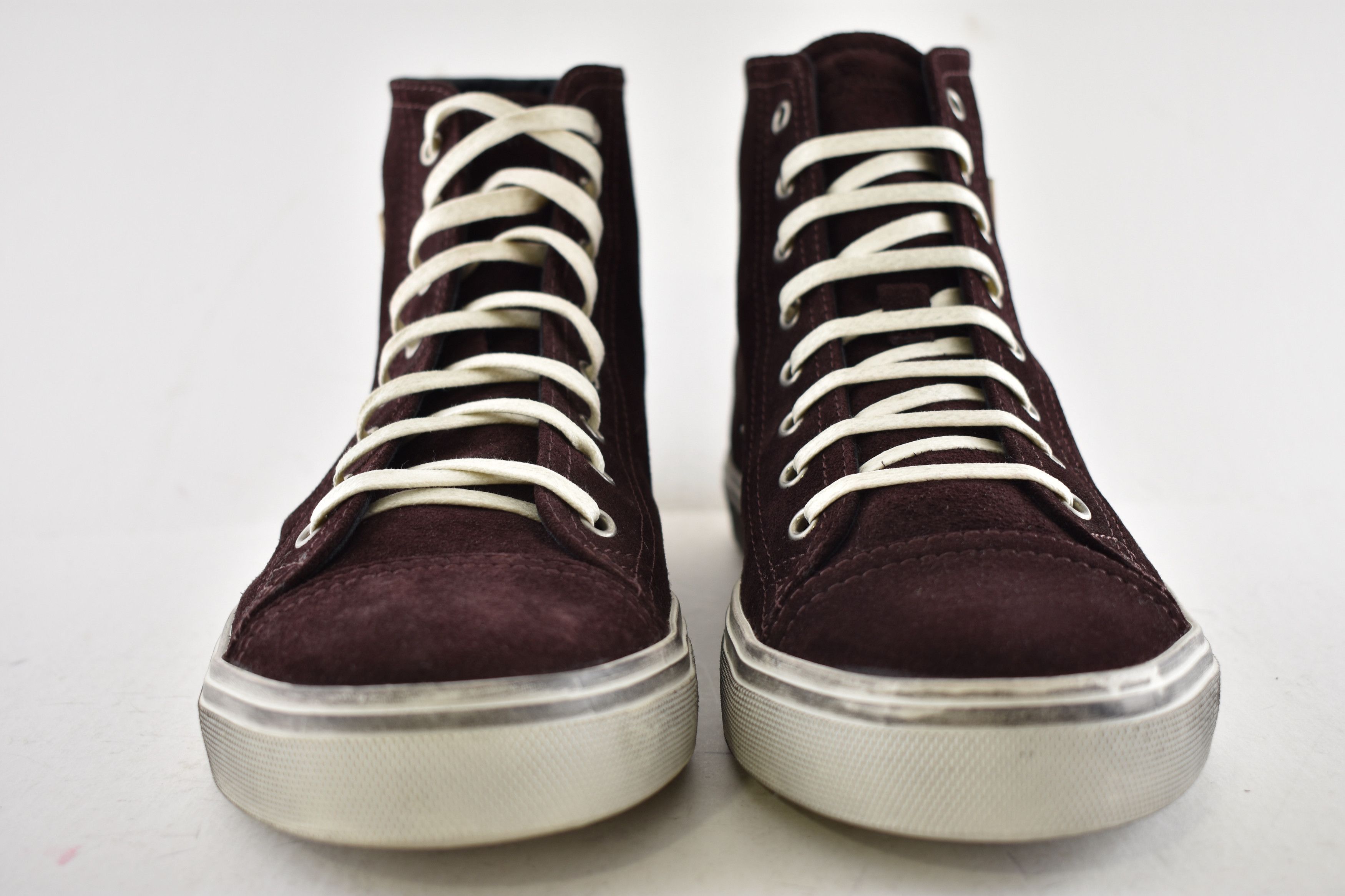 Saint Laurent Paris Bedford SW SL Patch Barolo Red Flat High Top Sneaker 44 11 Size US 11 / EU 44 - 7 Thumbnail