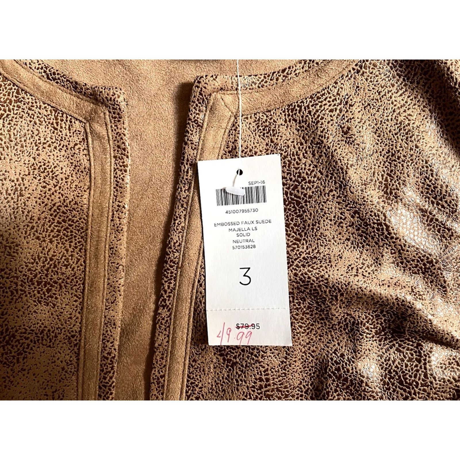 Vintage Chico's Embossed Faux Suede Jacket Women’s XL Brown Size XL / US 12-14 / IT 48-50 - 4 Thumbnail