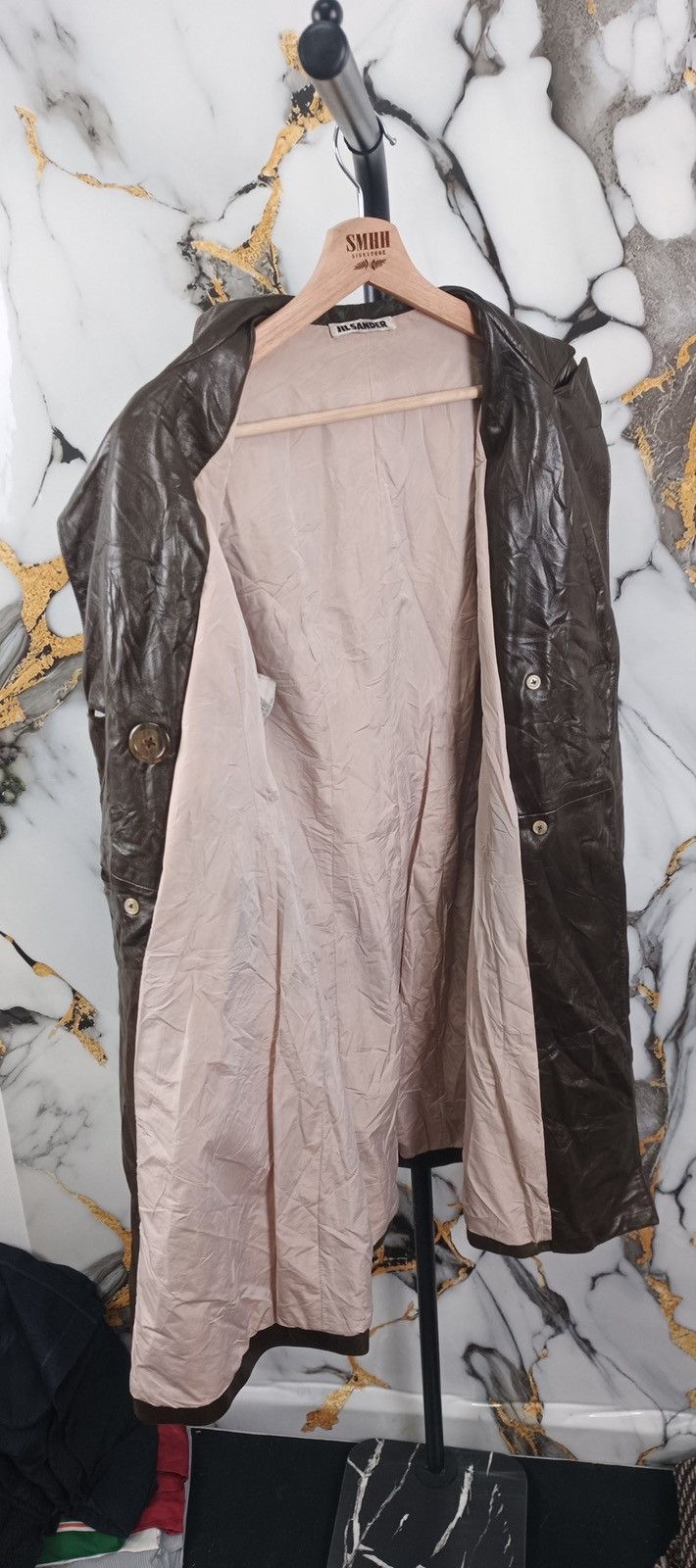 Jil Sander JIL SANDER LETHER DOUBLE-BREASTED COAT - Brown - IT 34 Size XXS / US 00 / IT 34 - 3 Thumbnail
